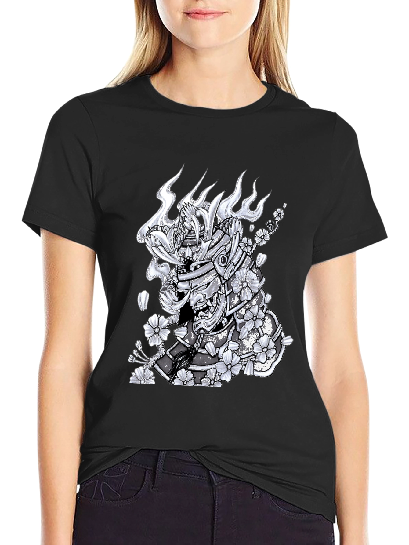 Black Samurai Warrior Graphic T-Shirt - Men's Black Tee view 2