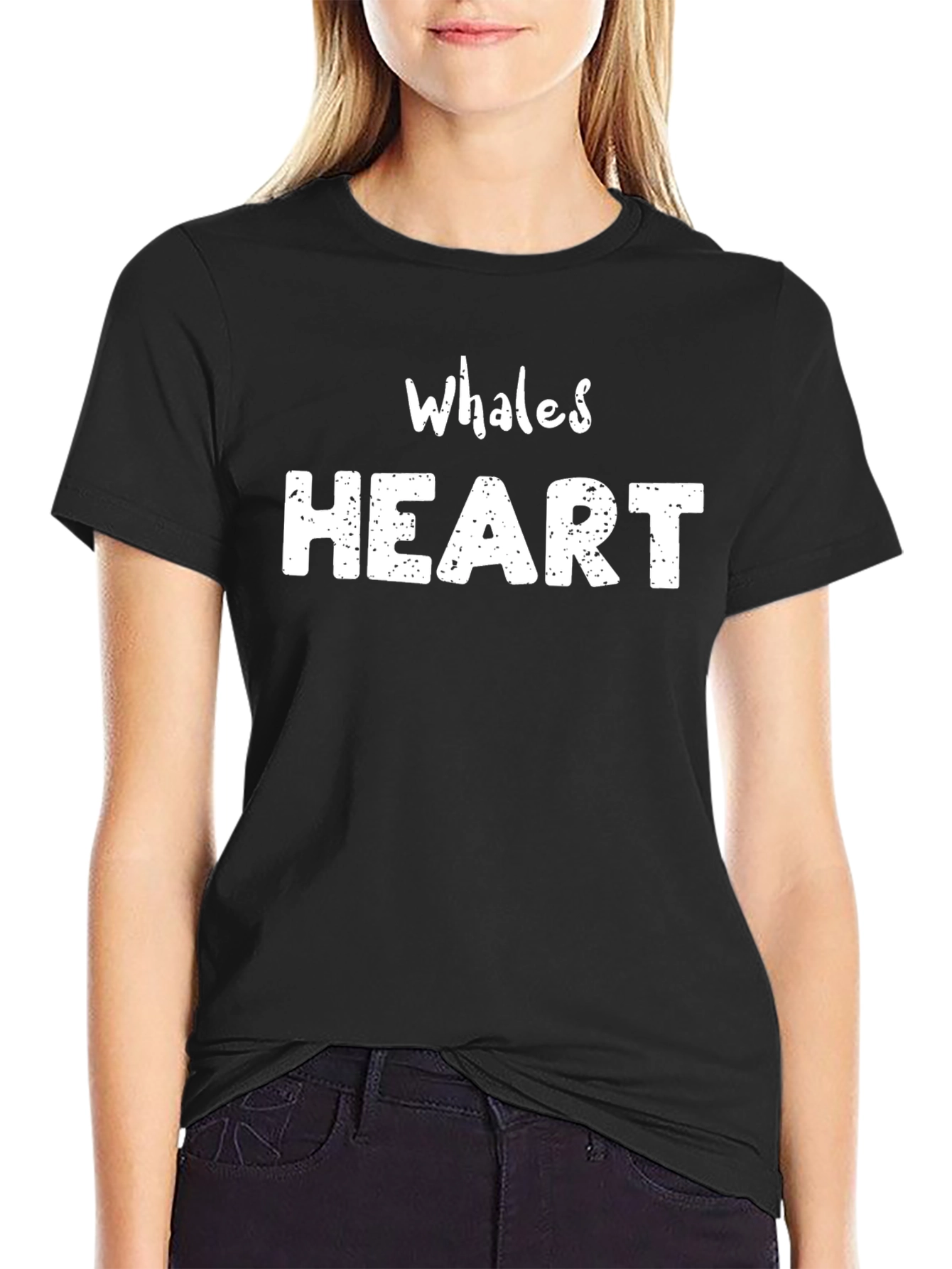 Black Whales HEART Black T-Shirt view 2