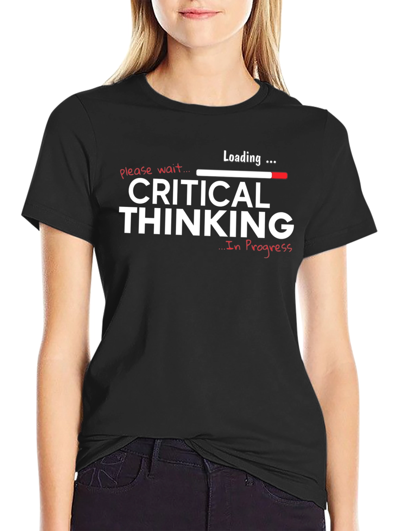 Black Critical Thinking In Progress Graphic T-Shirt view 2