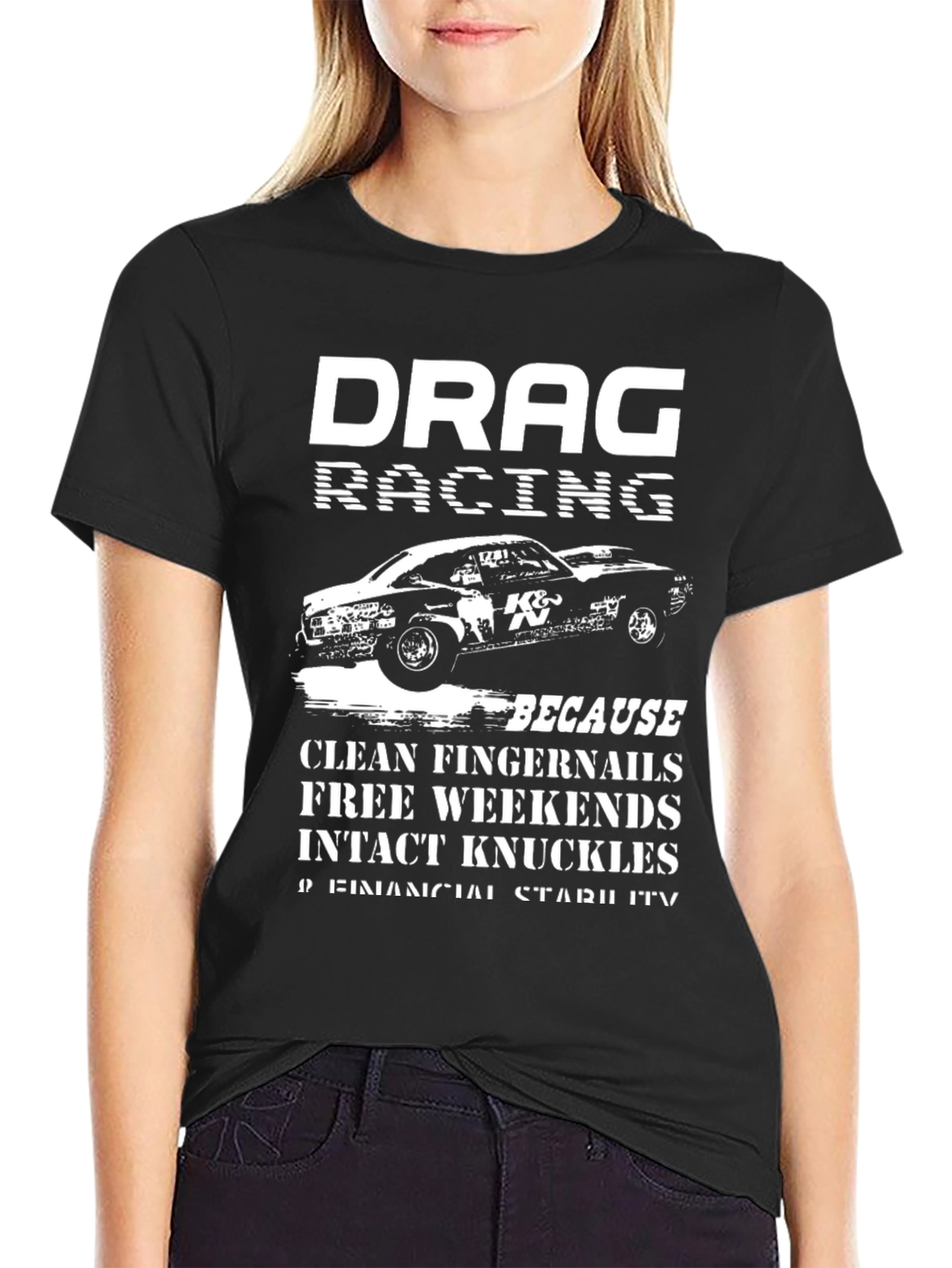 Black Drag Racing Graphic T-Shirt view 2