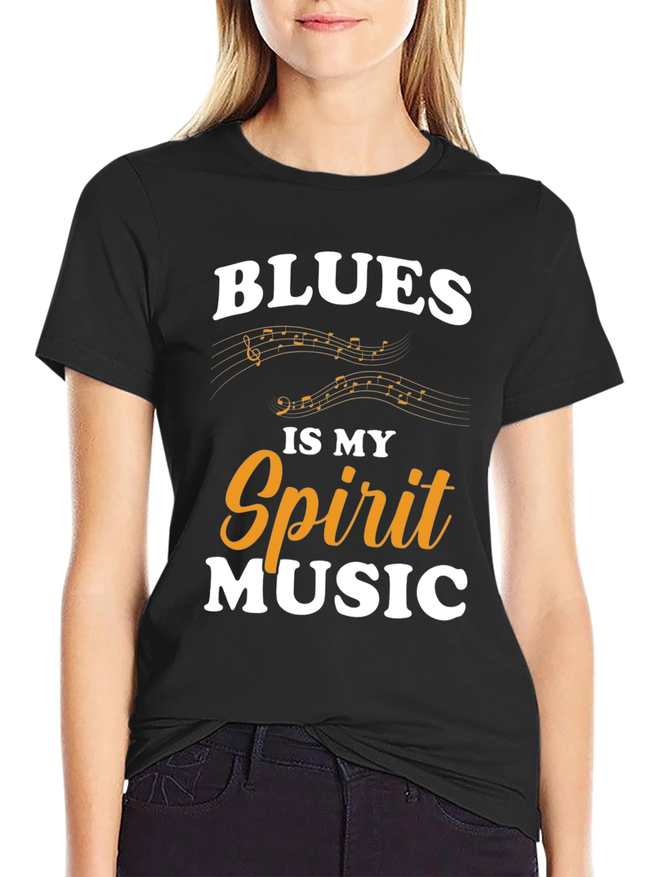 Black Blues Is My Spirit Music Graphic T-Shirt view 2
