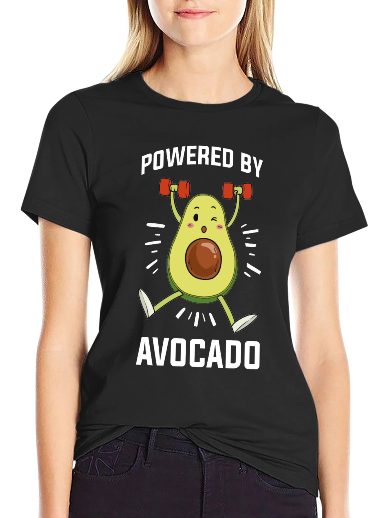 Black Powered by Avocado Black T-Shirt view 2