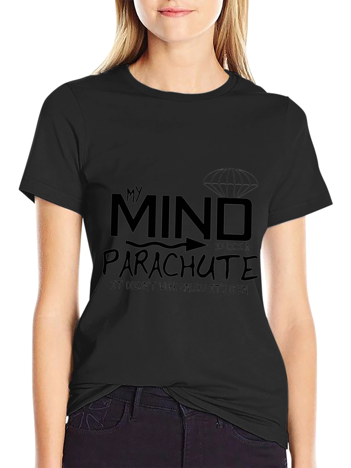 Black My Mind Parachute T-Shirt - Funny Graphic Tee view 2