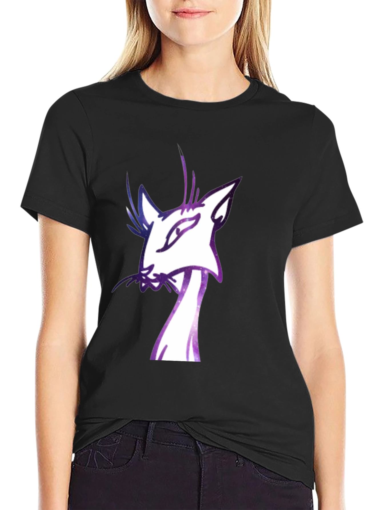 Black Cool Cat Graphic T-Shirt - Soft Cotton Blend view 2