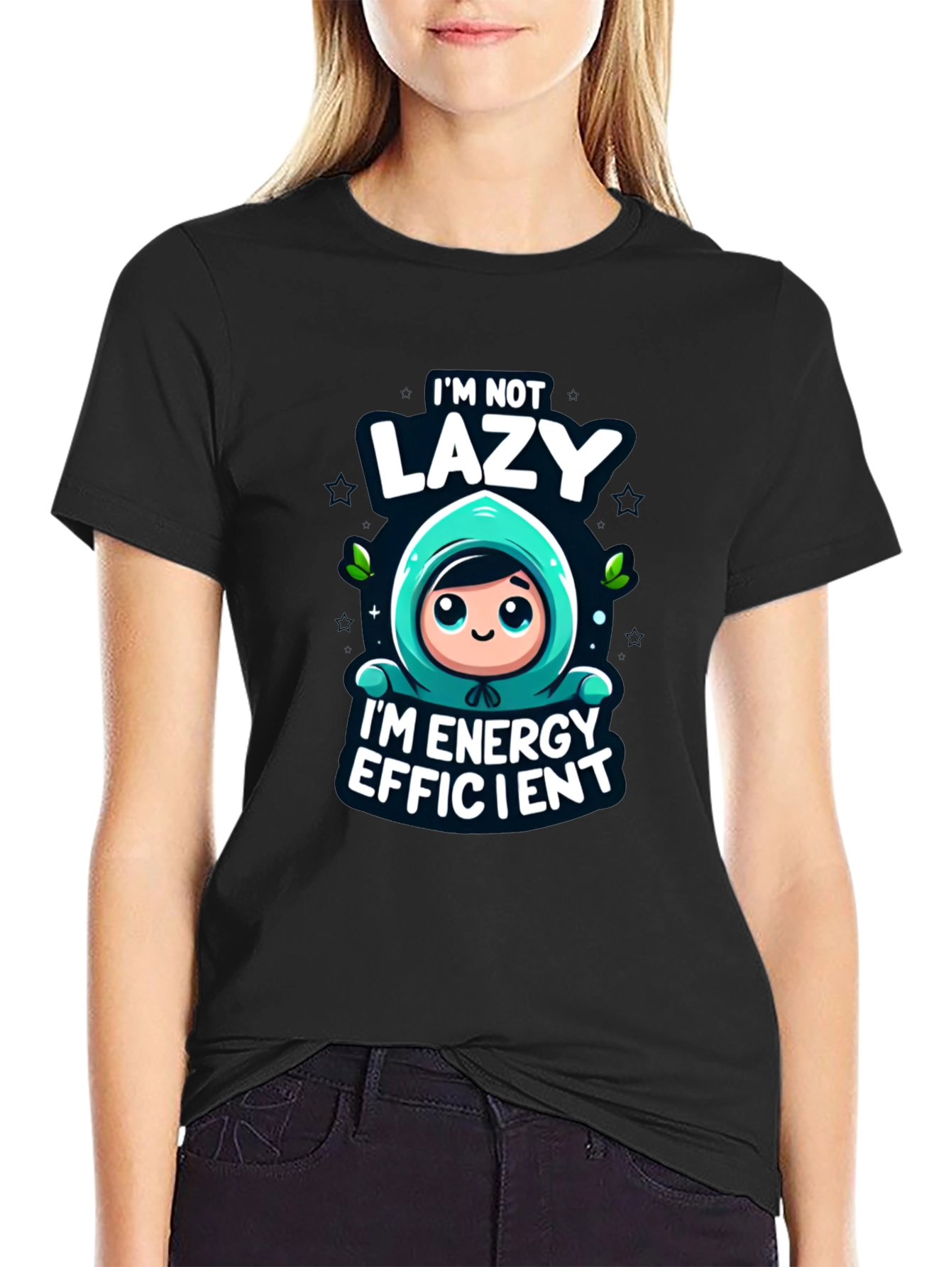 Black Funny Energy Efficient Black Graphic Tee view 2