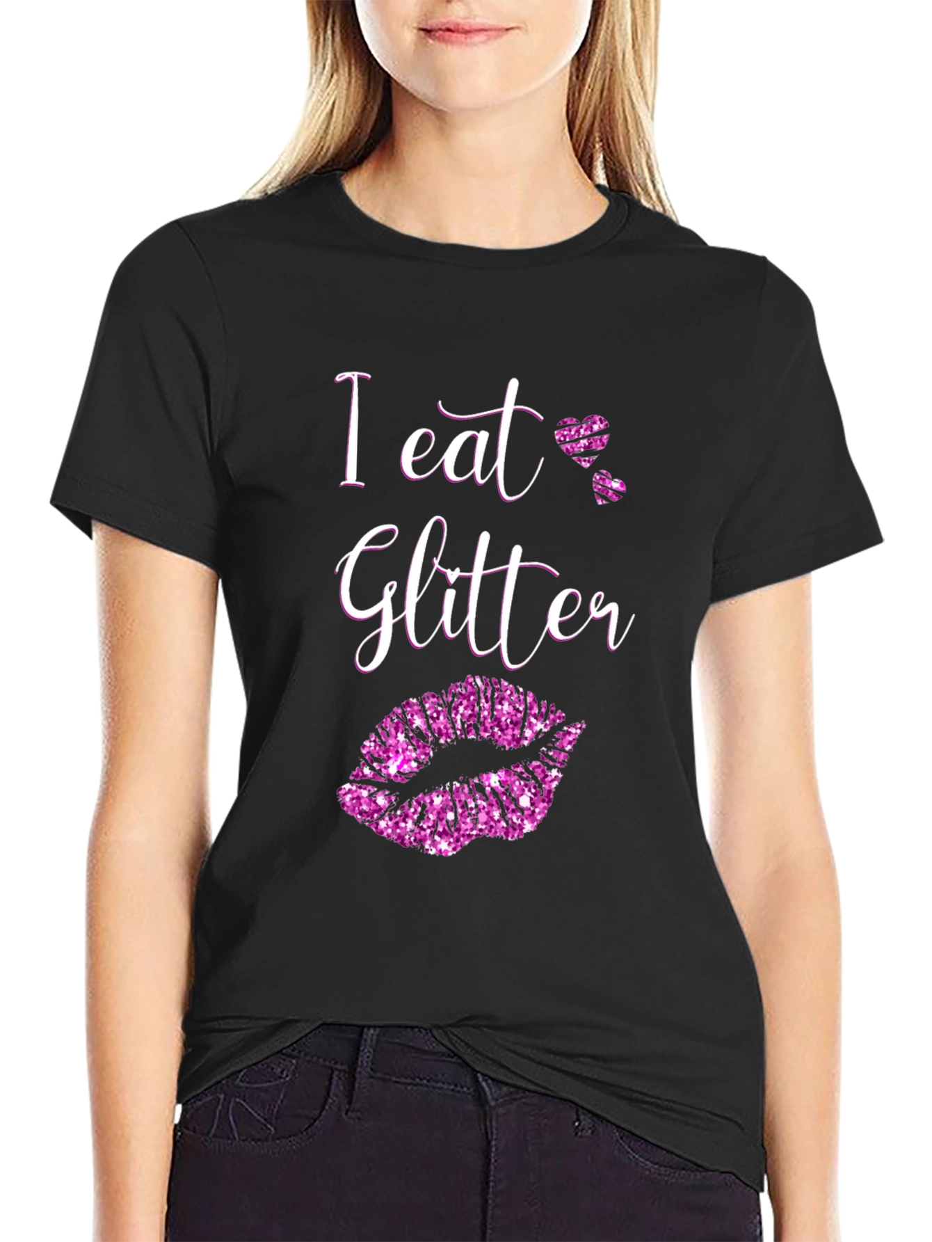Black I Eat Glitter Black T-Shirt view 2
