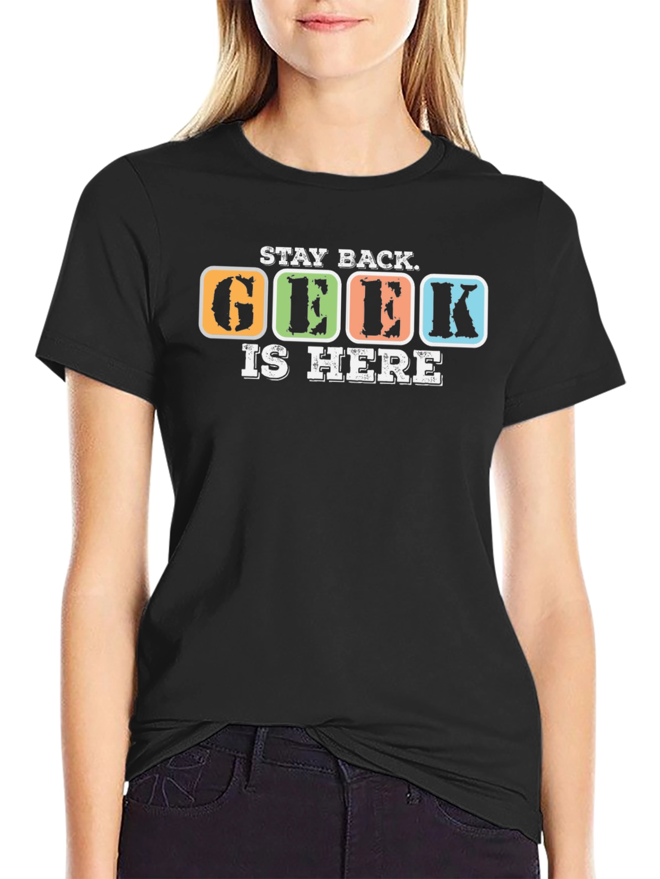 Black Geek Is Here T-Shirt - Stay Back Funny Tee view 2