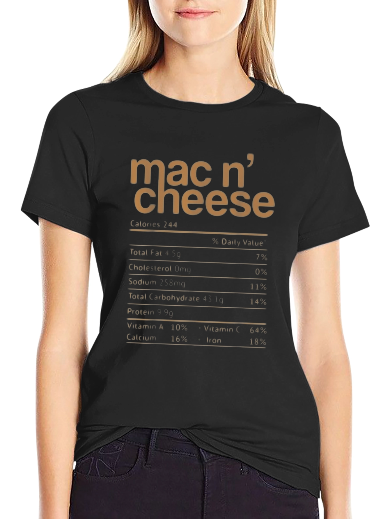 Mac n' Cheese Nutrition Facts T-Shirt - Black - 2