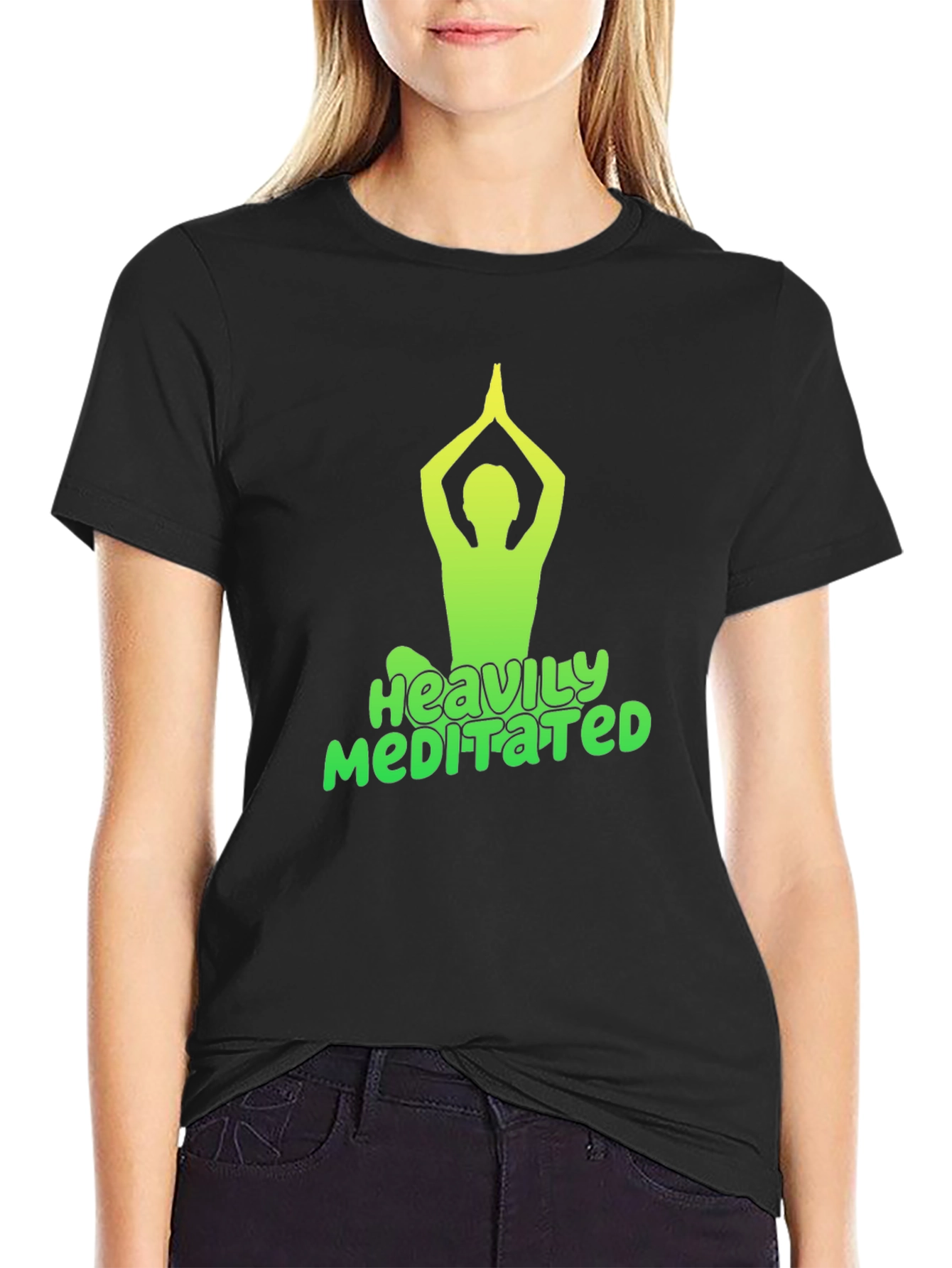Black Heavily Meditated Black T-Shirt view 2