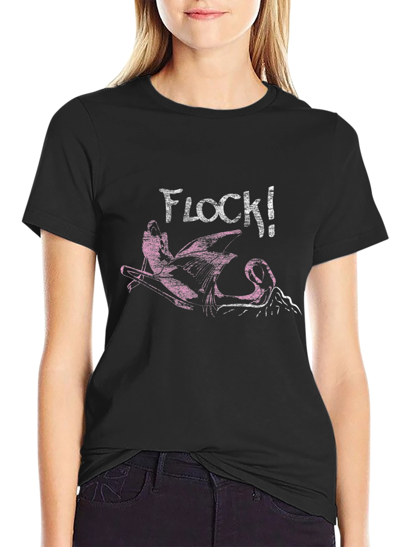Black Flock! T-Shirt Black view 2