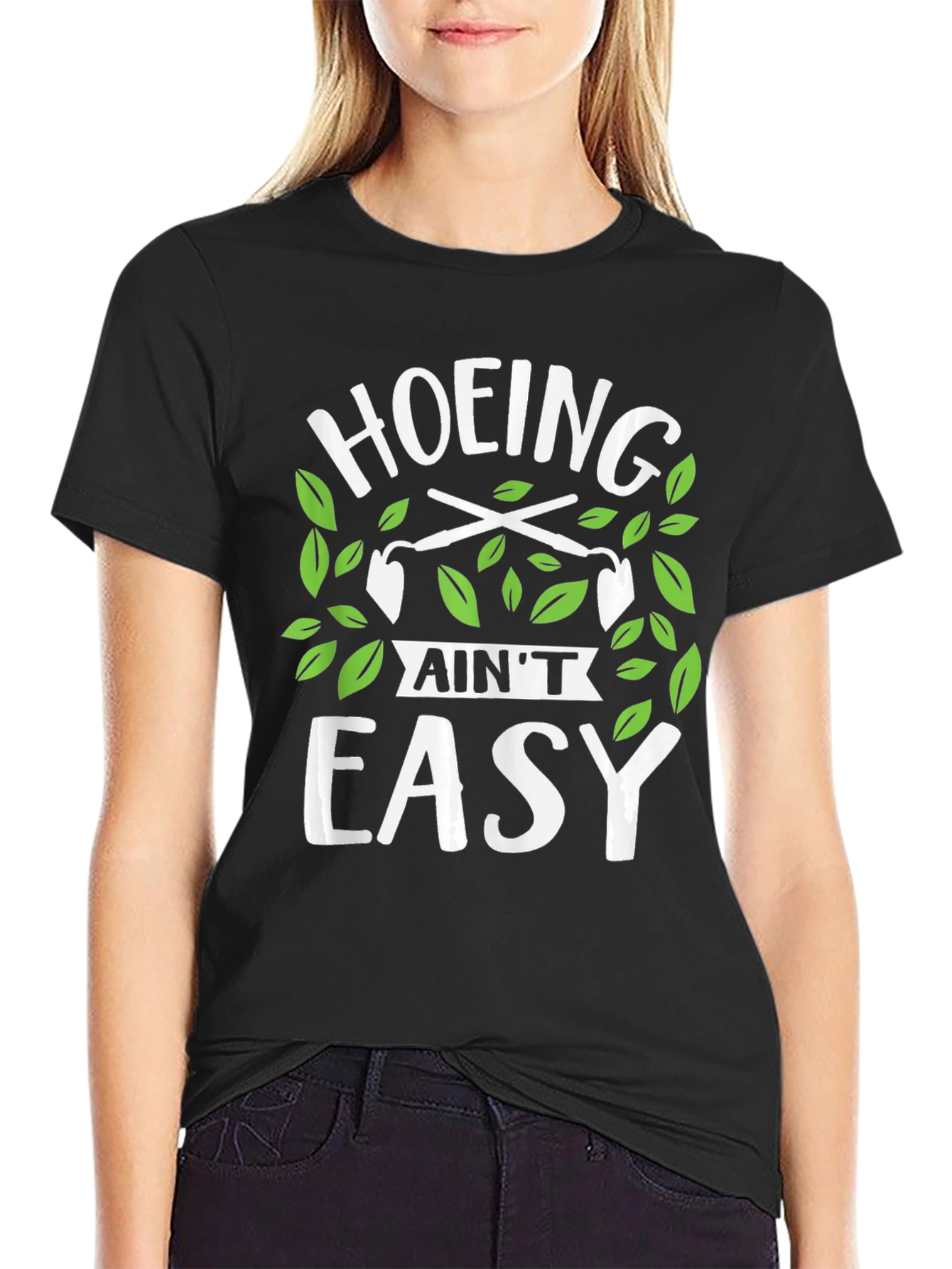 Black Hoing Aint Easy Graphic T-Shirt view 2