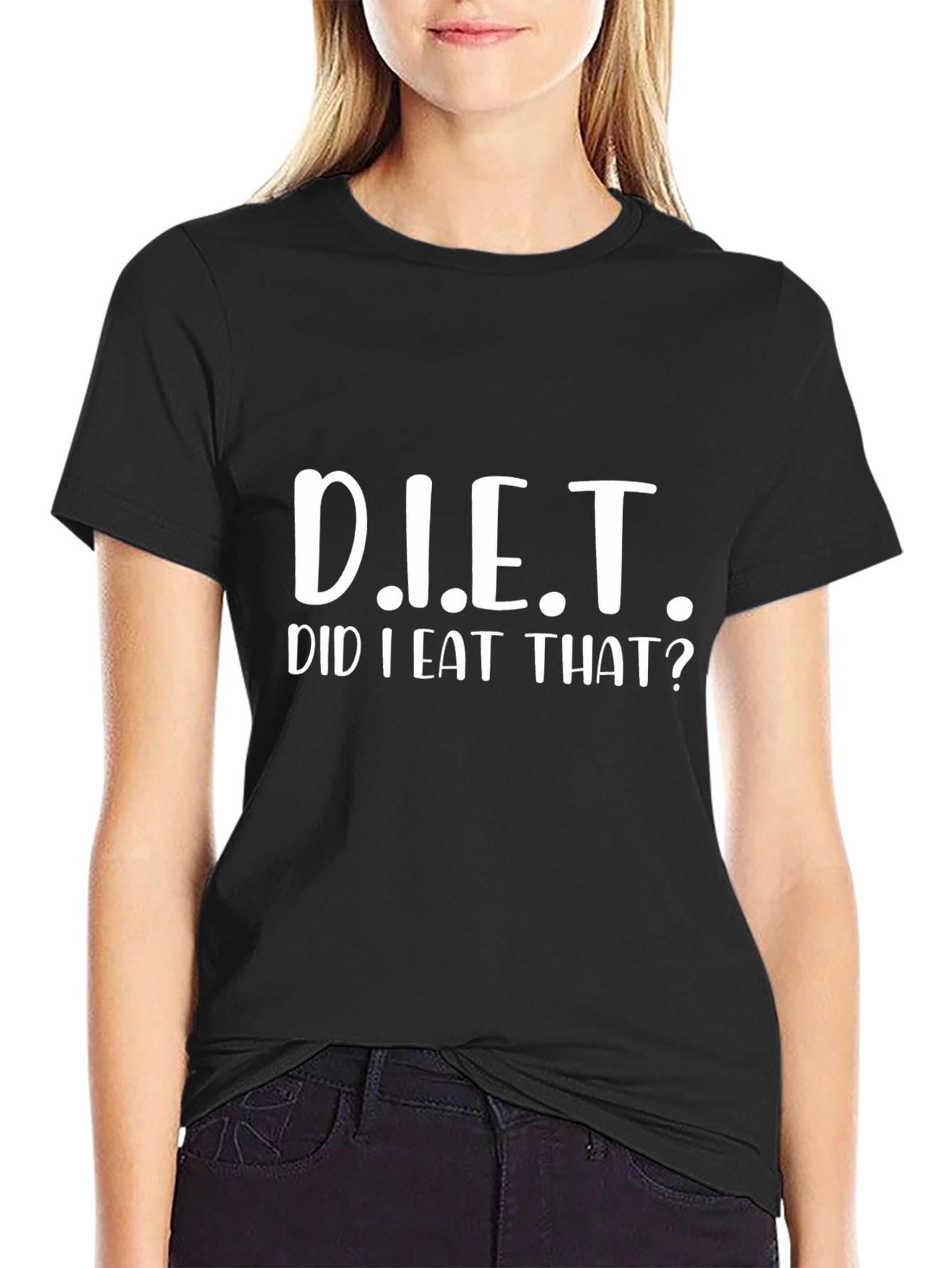 Black D.I.E.T. Funny T-Shirt - Did I Eat That? view 2
