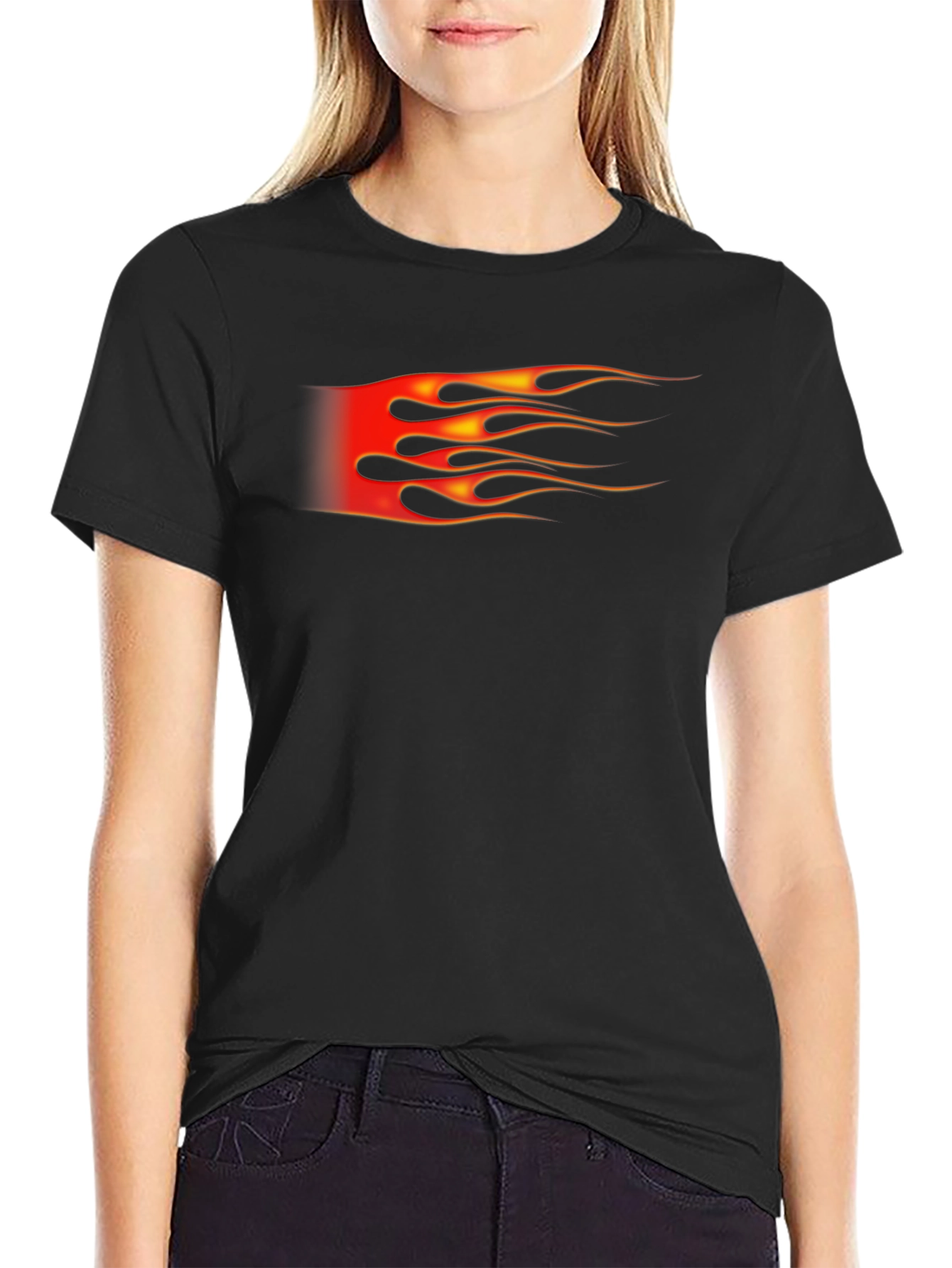 Black Fiery Flames Graphic Tee - Black view 2