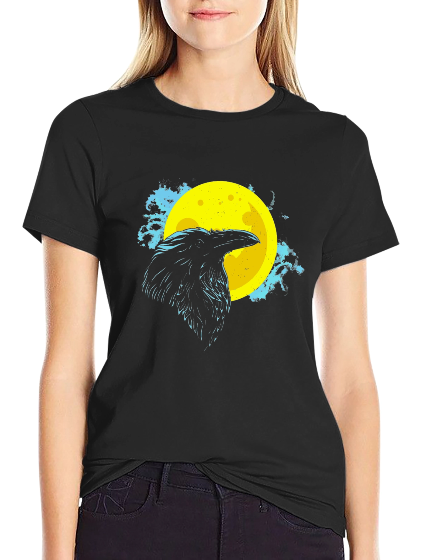 Black Raven Moon Graphic Tee - Black T-Shirt view 2