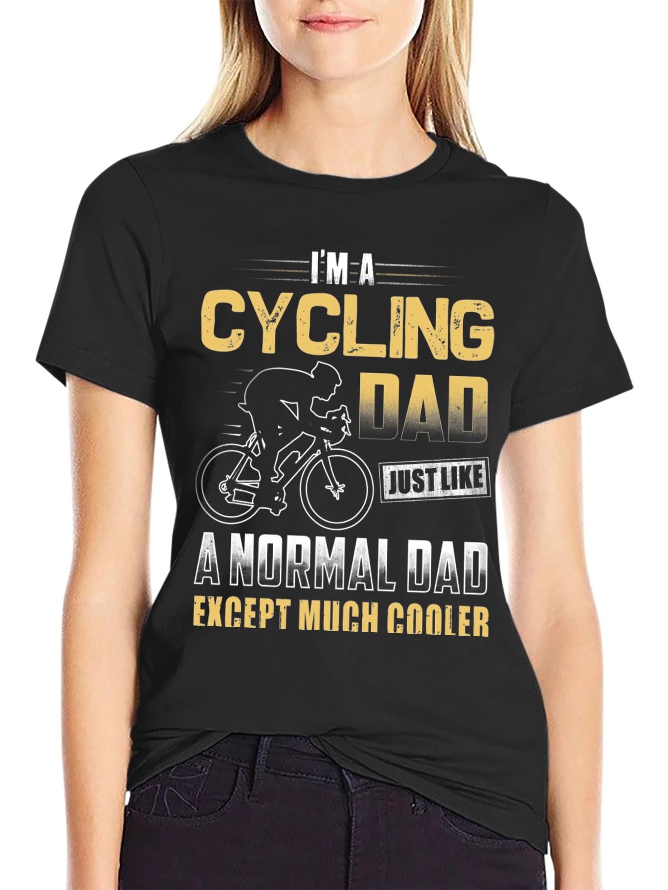 Black Cycling Dad T-Shirt - Cool Cyclist Father Gift view 2