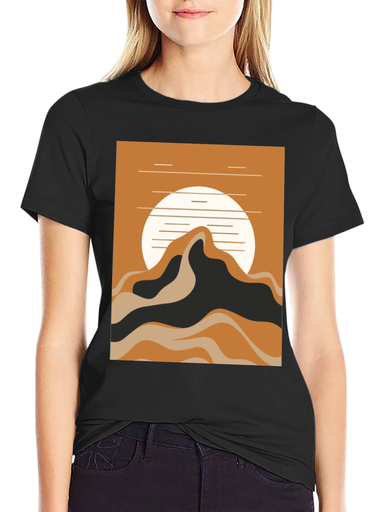 Black Mountain Sunset Graphic Tee - Black Cotton Blend view 2