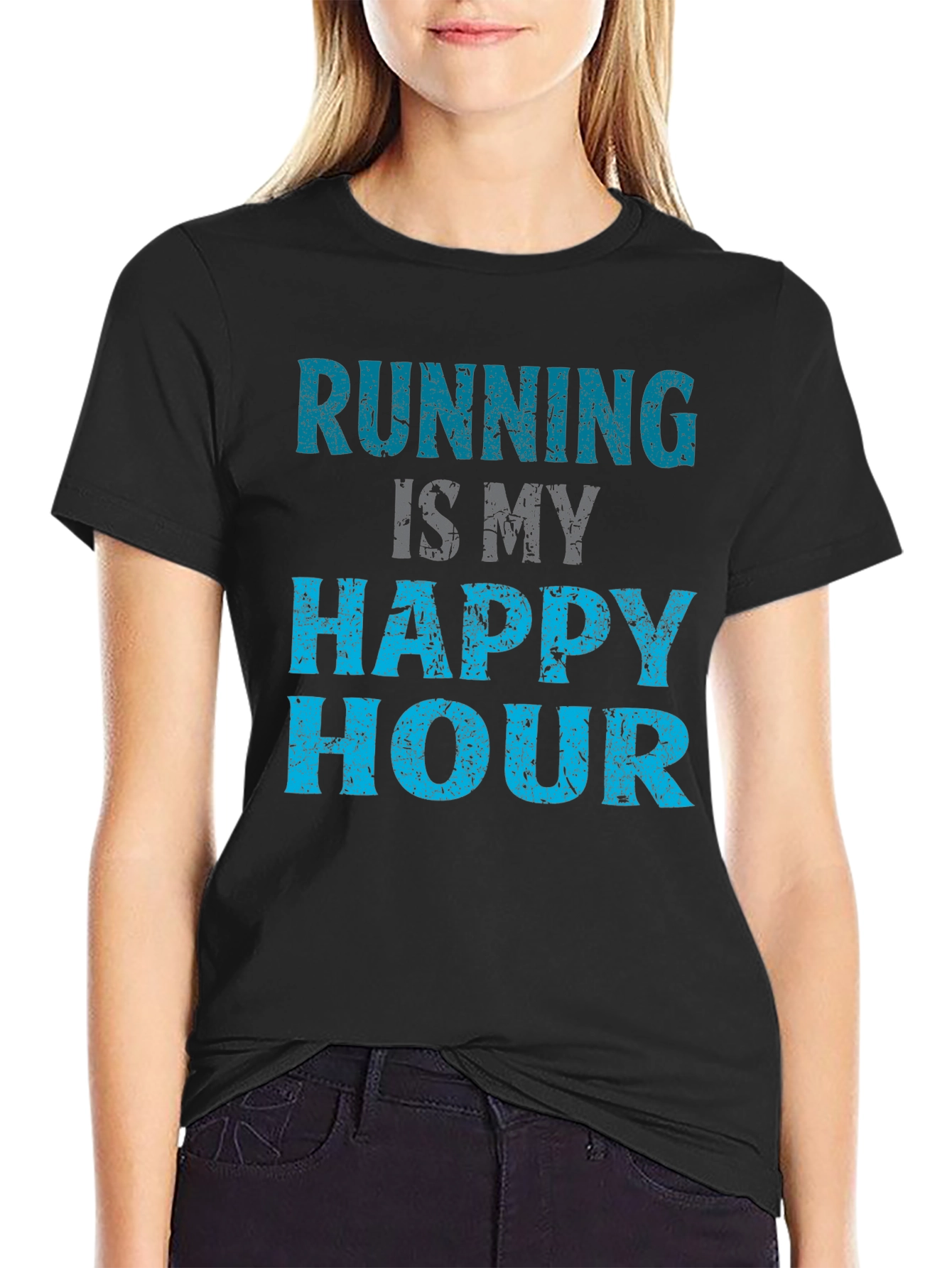 Black Running is My Happy Hour T-Shirt view 2