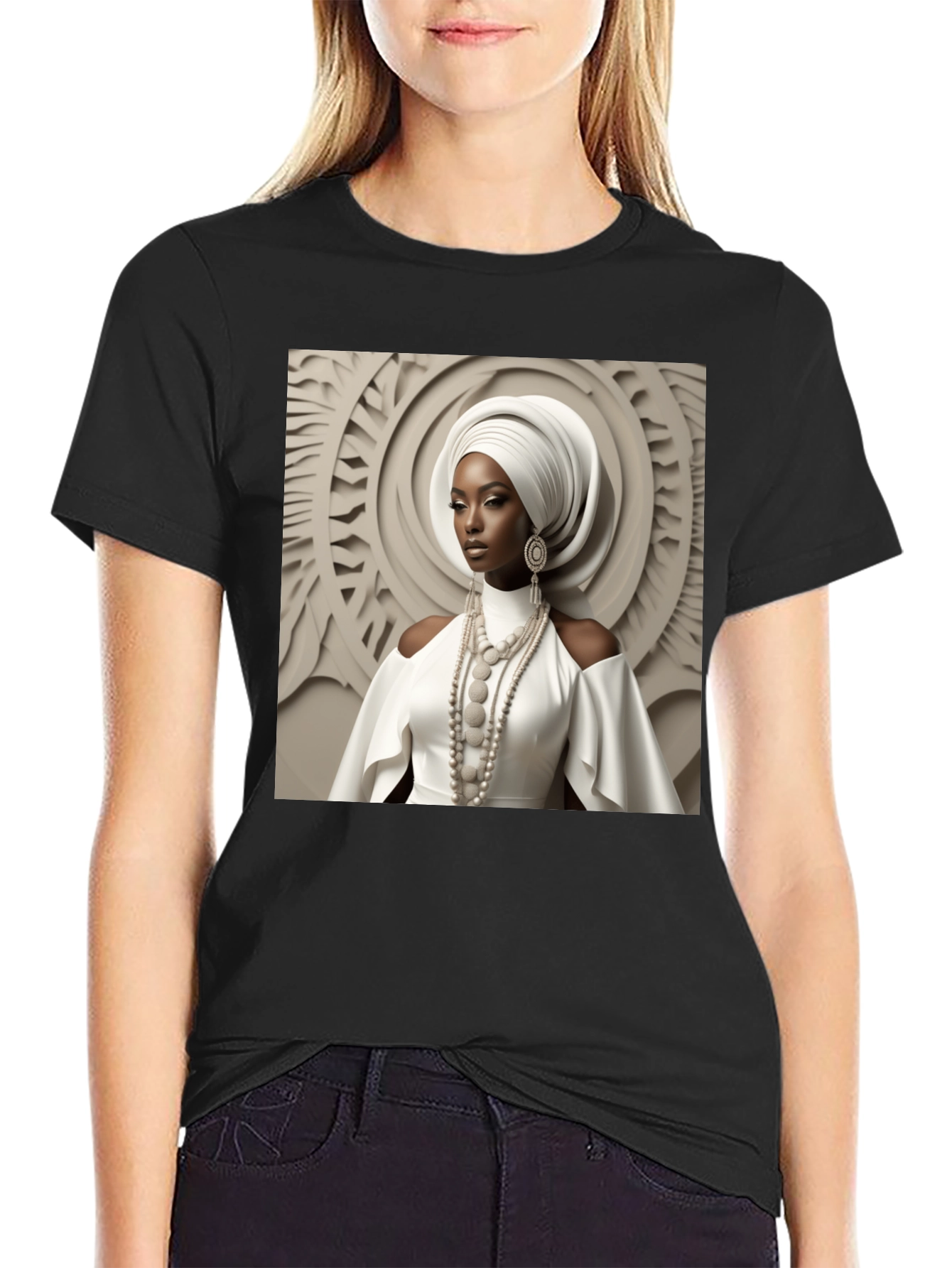 Black Elegant Woman Graphic Tee view 2