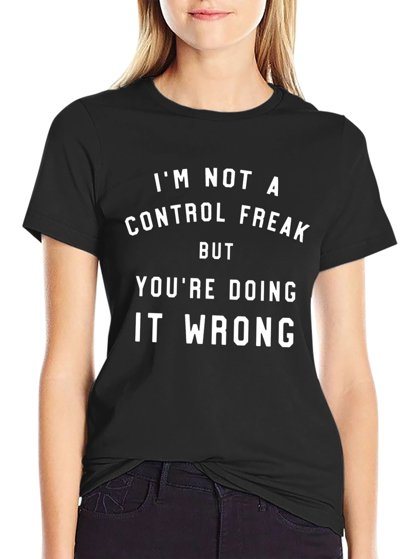 Black Funny 'Control Freak' Graphic Tee - Black T-Shirt view 2