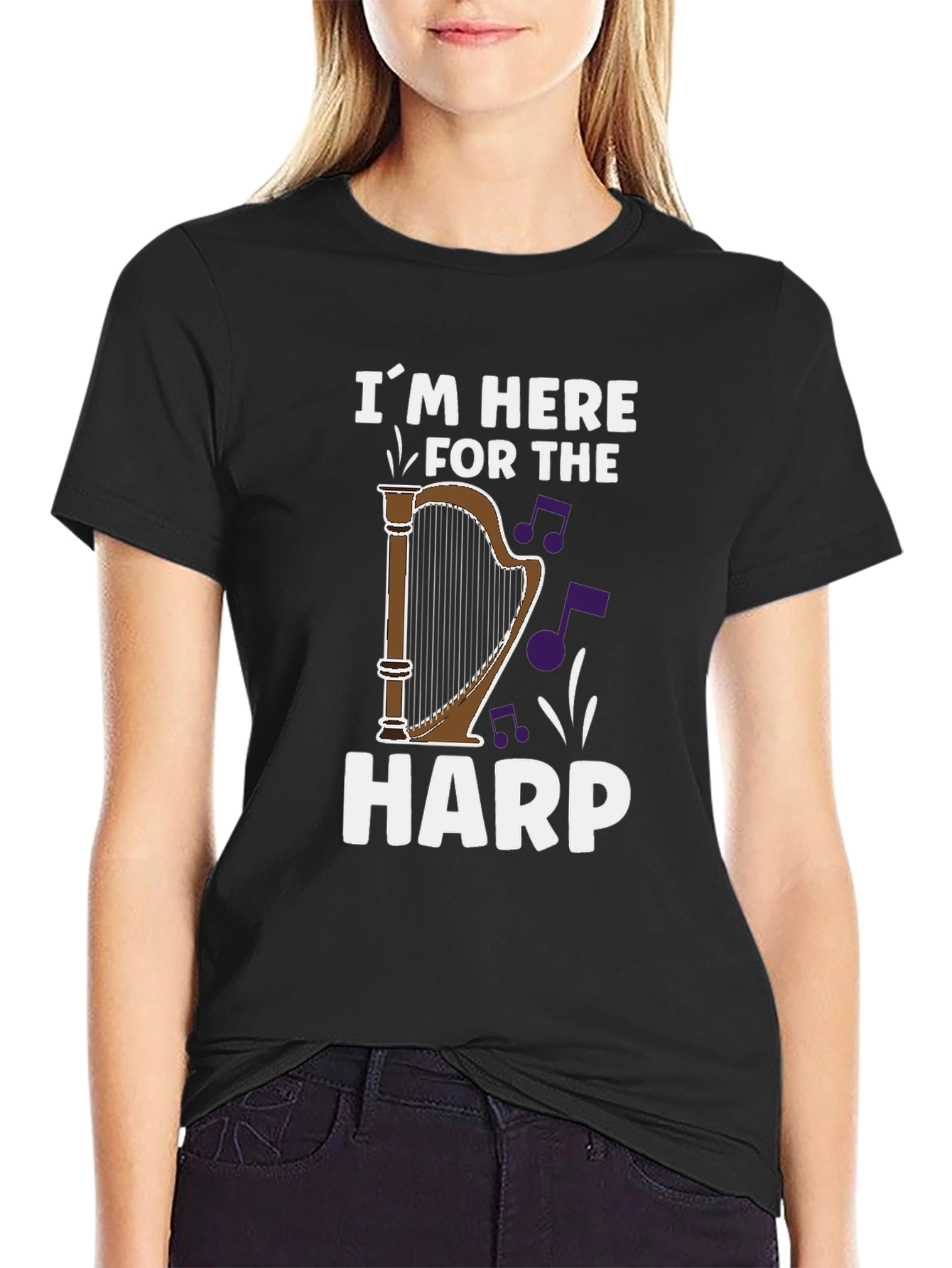 Black I'm Here For The Harp T-Shirt view 2