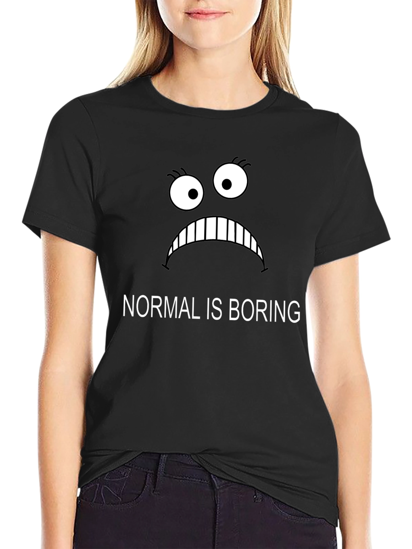 Black Normal Is Boring Graphic Tee - Black view 2