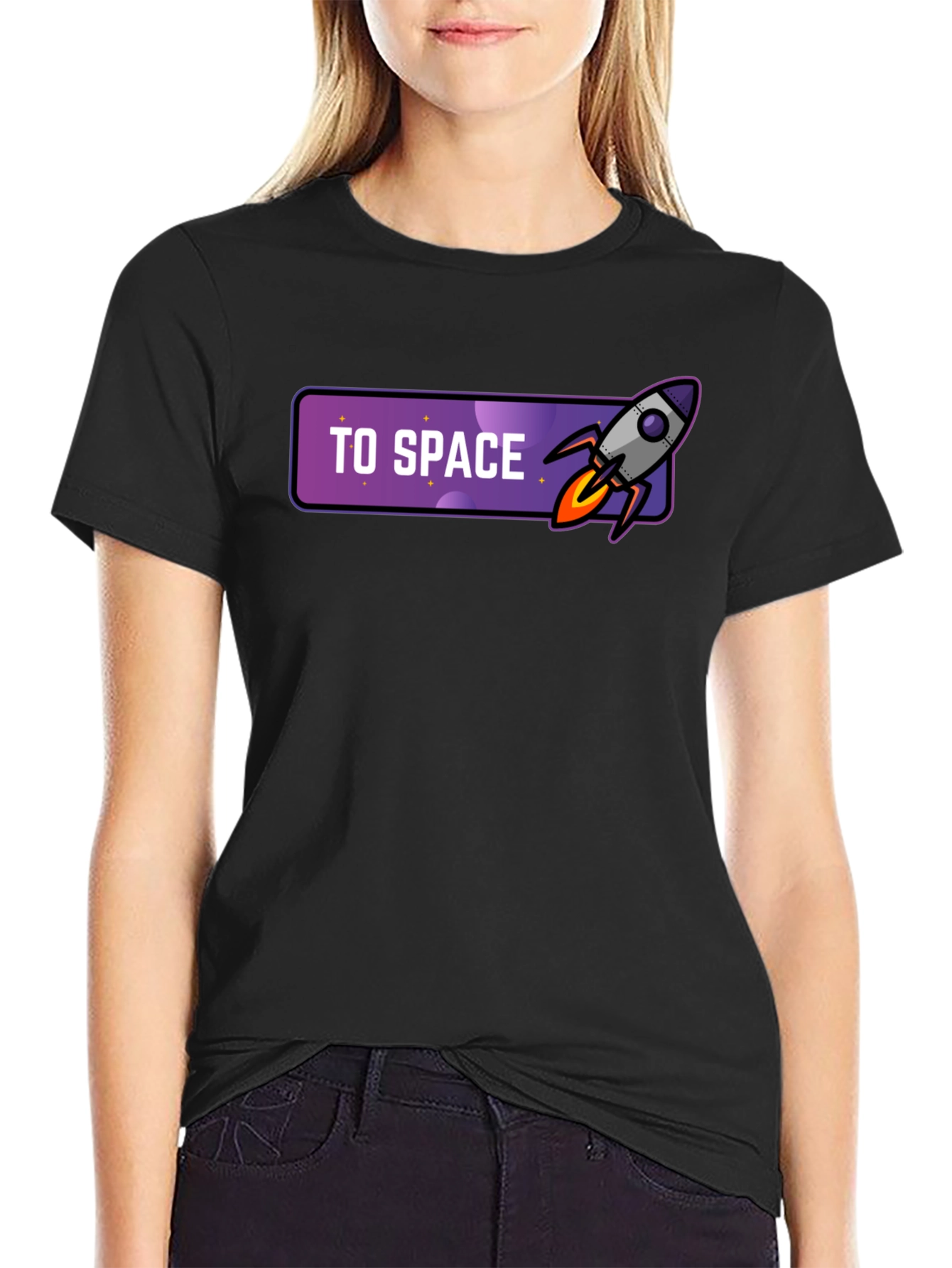 Black To Space T-Shirt - Rocket Graphic Tee view 2