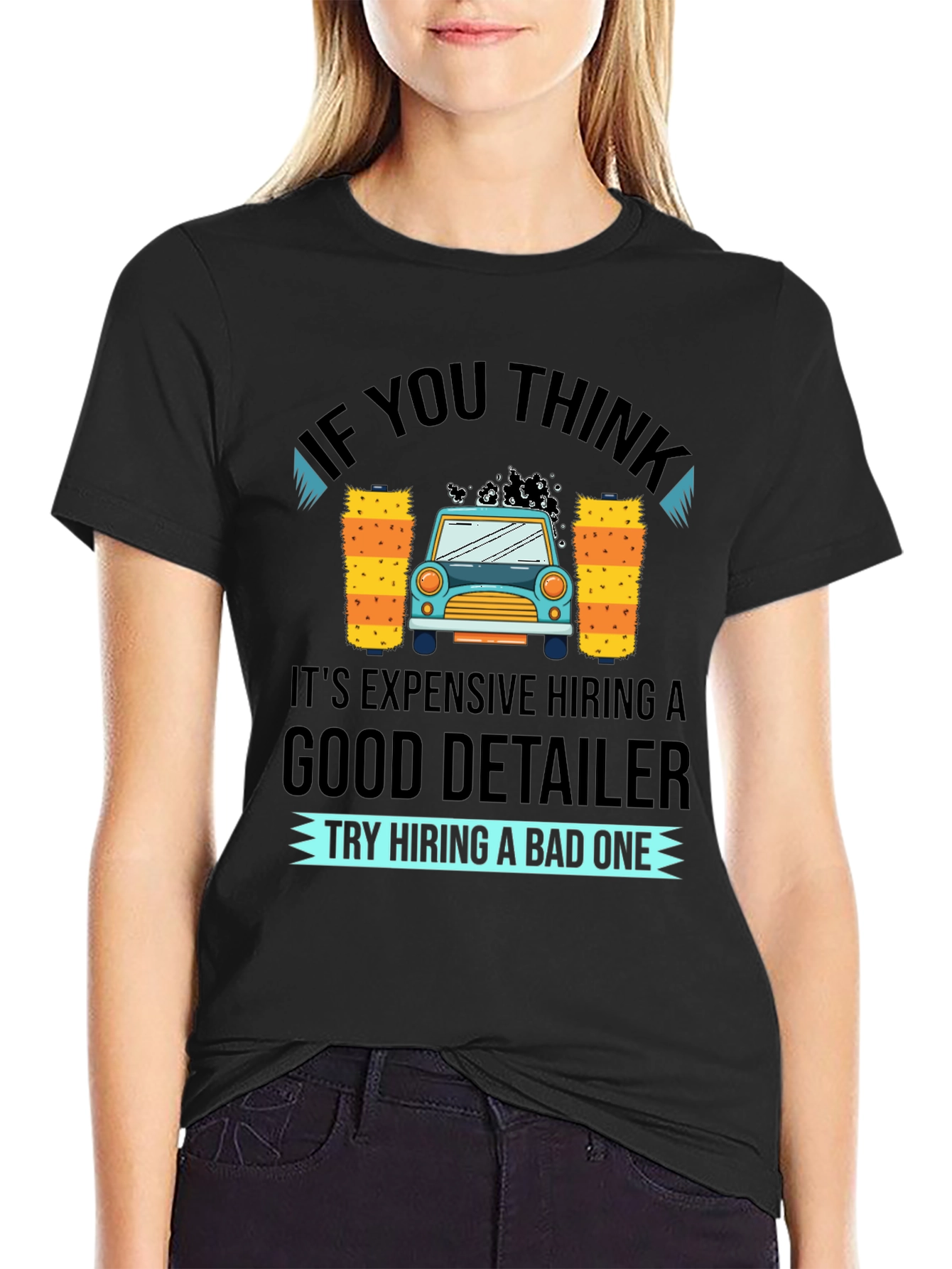 Black Car Detailer T-Shirt - Funny Car Wash Gift view 2