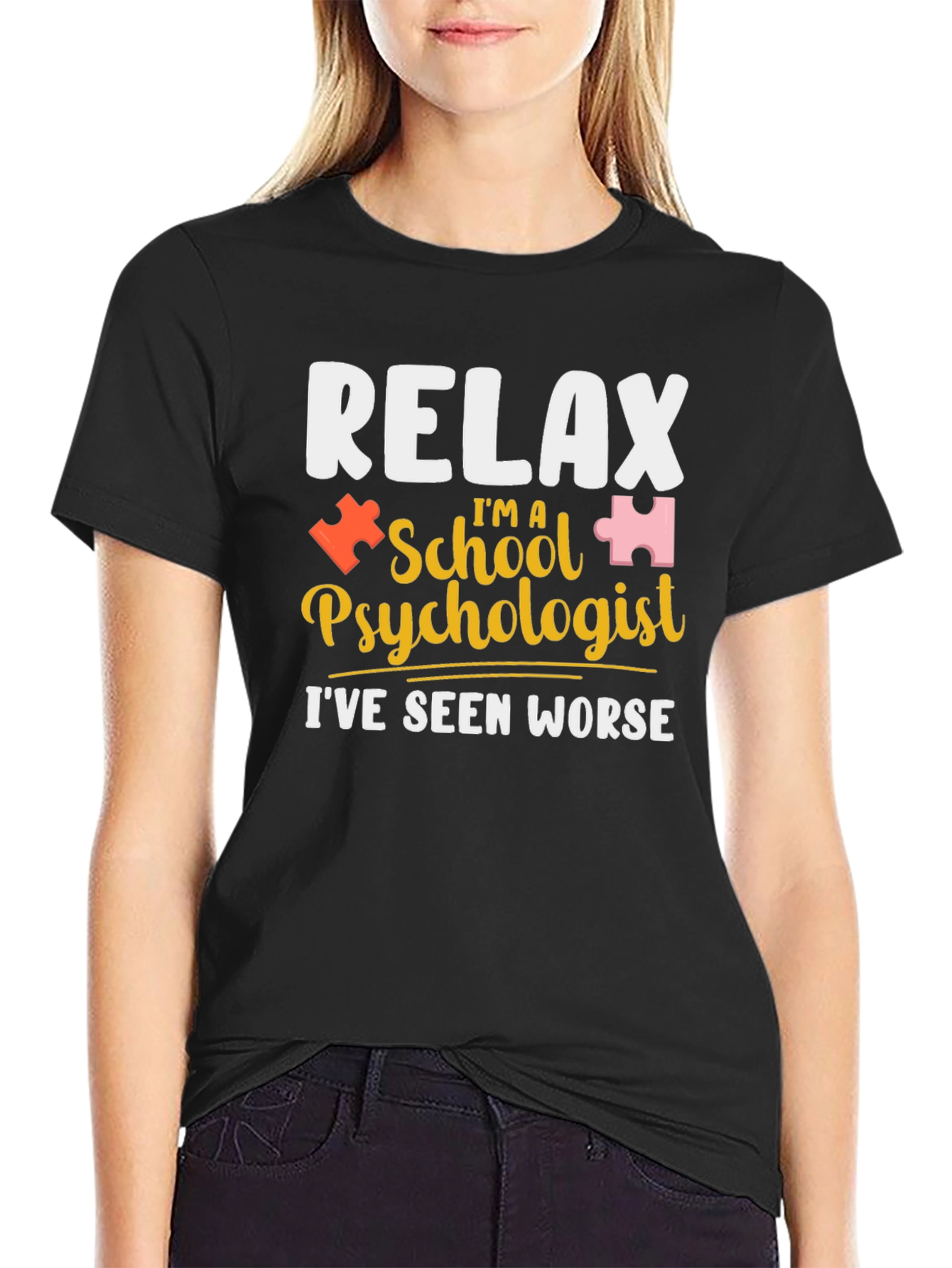 Black Relax I'm a School Psychologist T-Shirt view 2