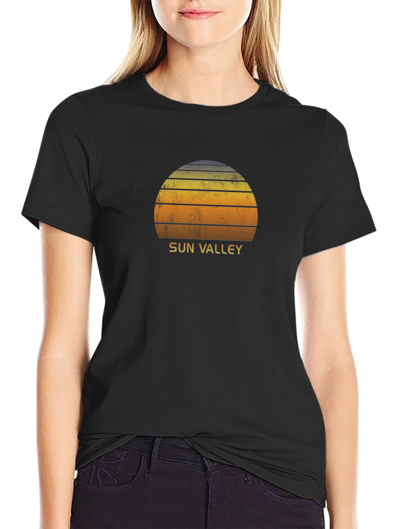 Black Sun Valley Sunset Graphic Tee - Retro Style view 2