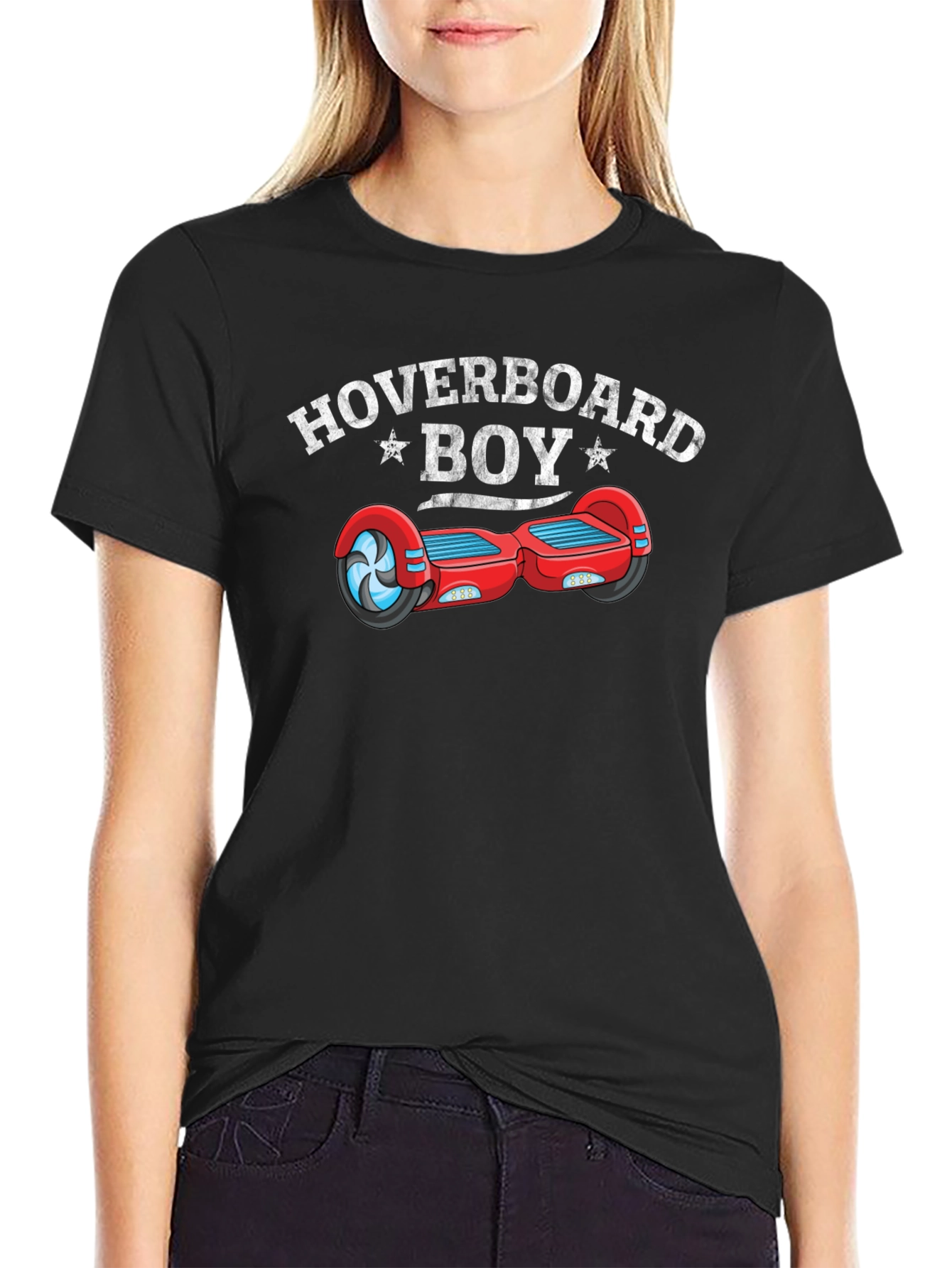 Black Hoverboard Boy Black T-Shirt - Fun Design view 2