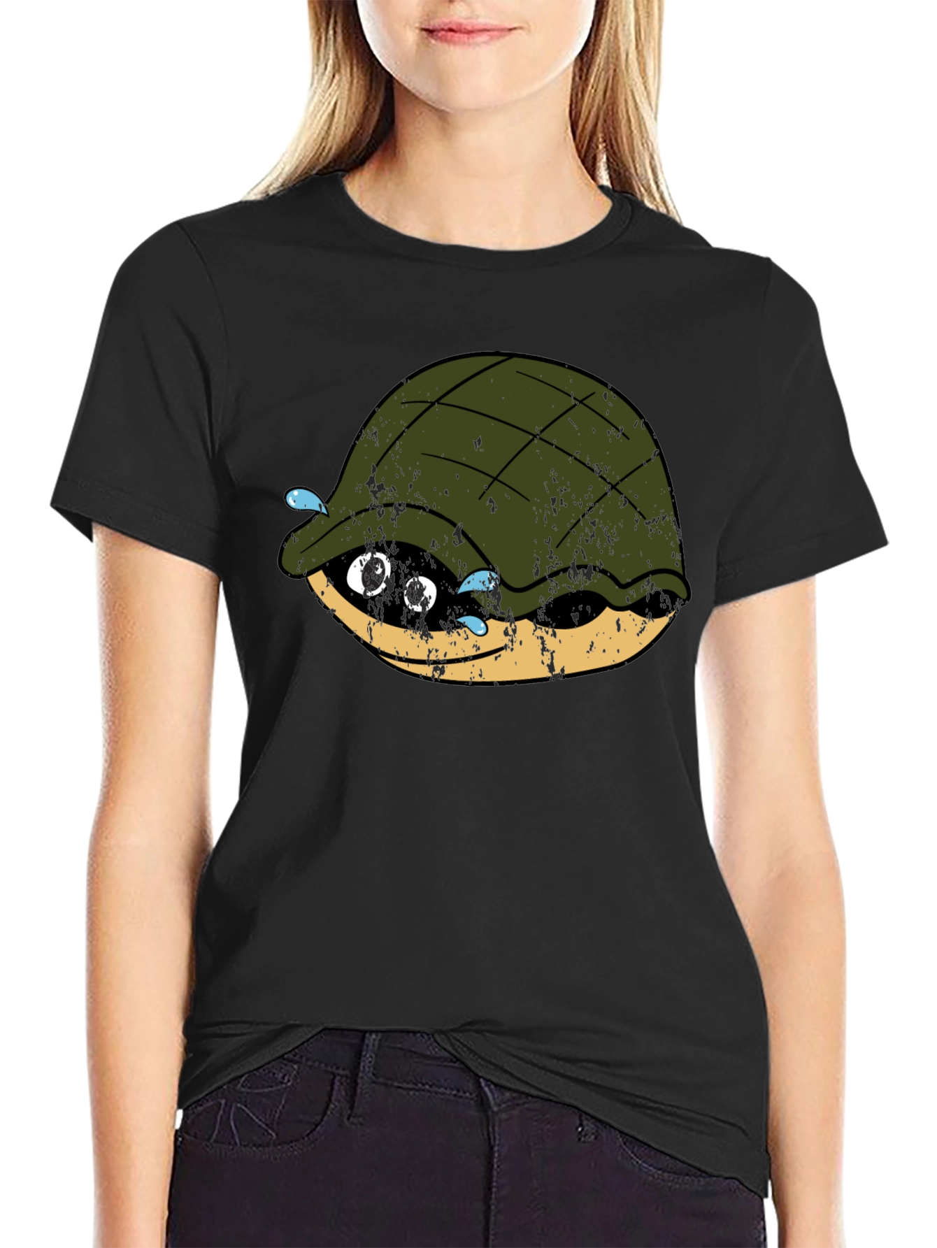 Black Funny Turtle Graphic T-Shirt - Black view 2