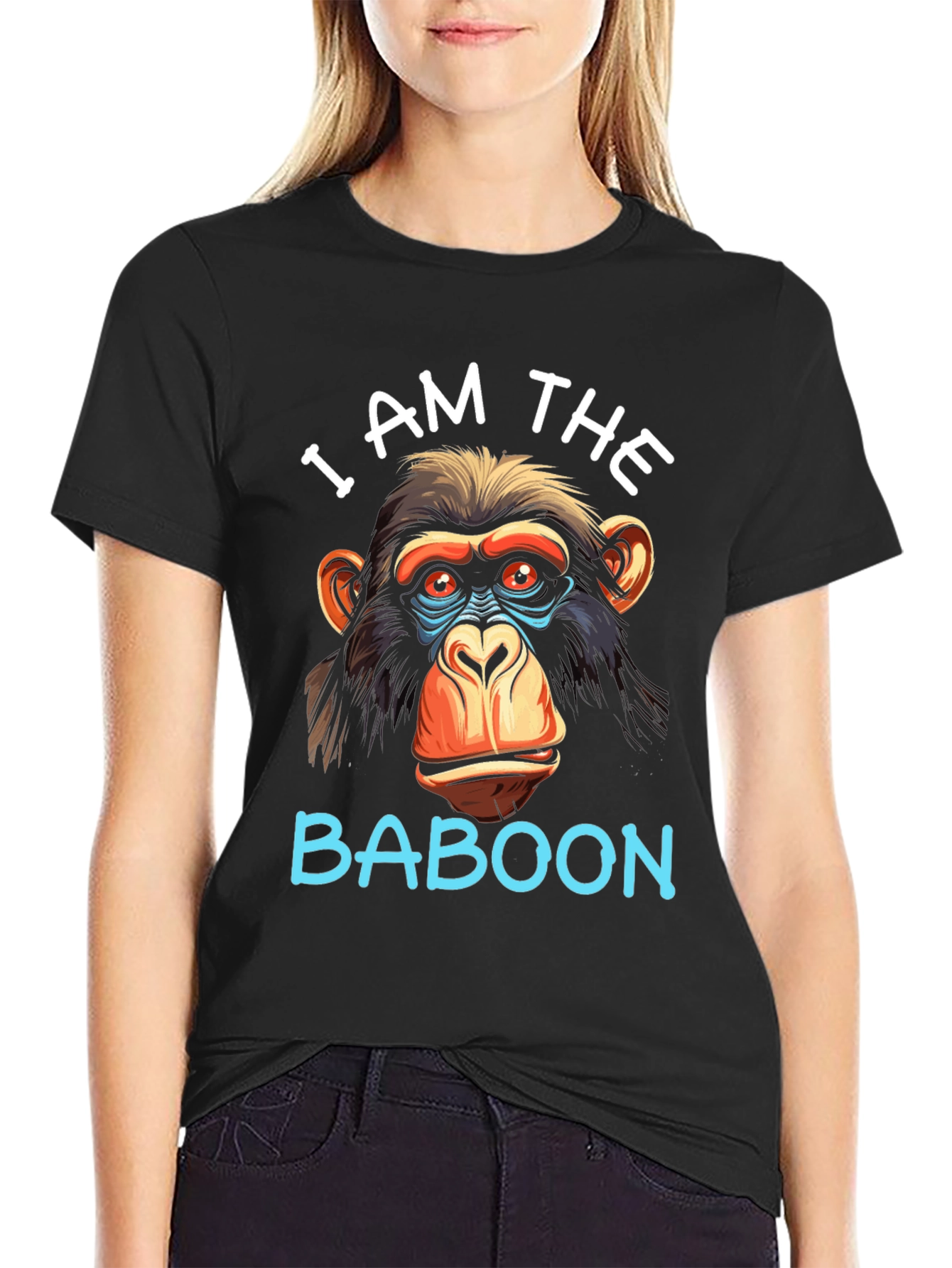 Black I Am The Baboon Graphic T-Shirt view 2