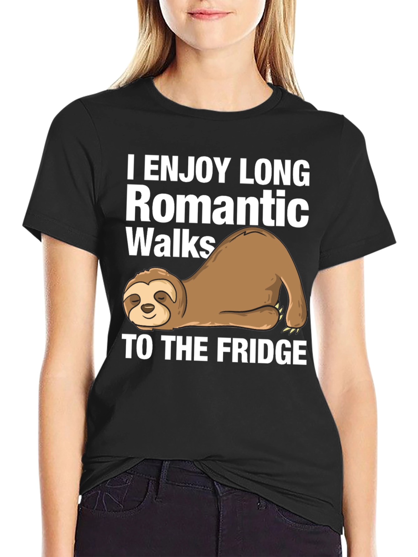 Black Romantic Walks Sloth T-Shirt view 2