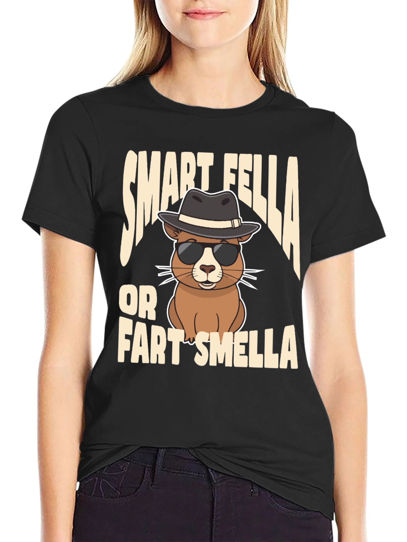 Black Smart Fella or Fart Smella T-Shirt view 2