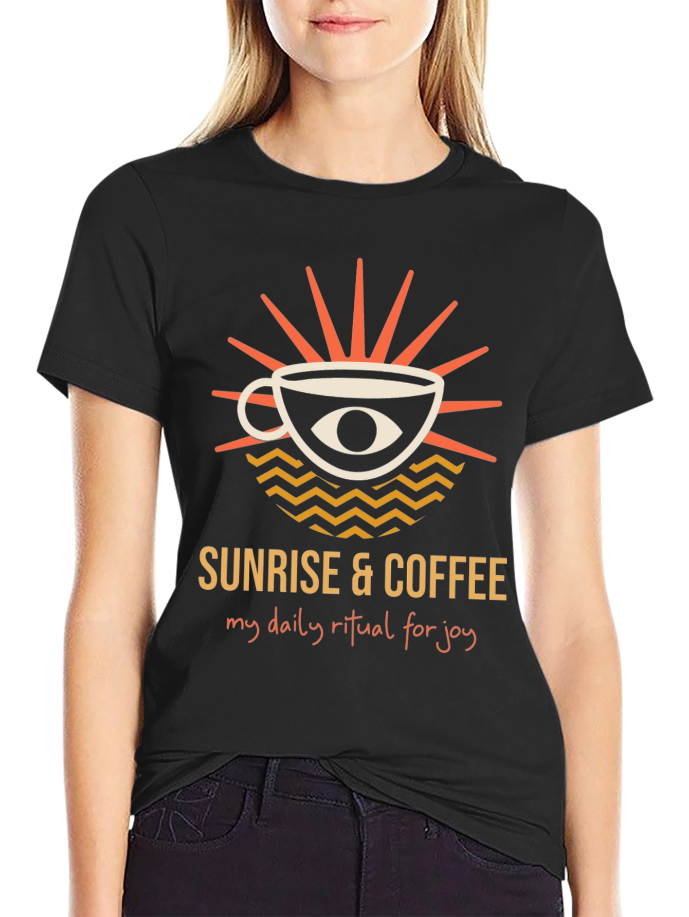 Black Sunrise & Coffee Graphic Tee - Daily Ritual Joy view 2