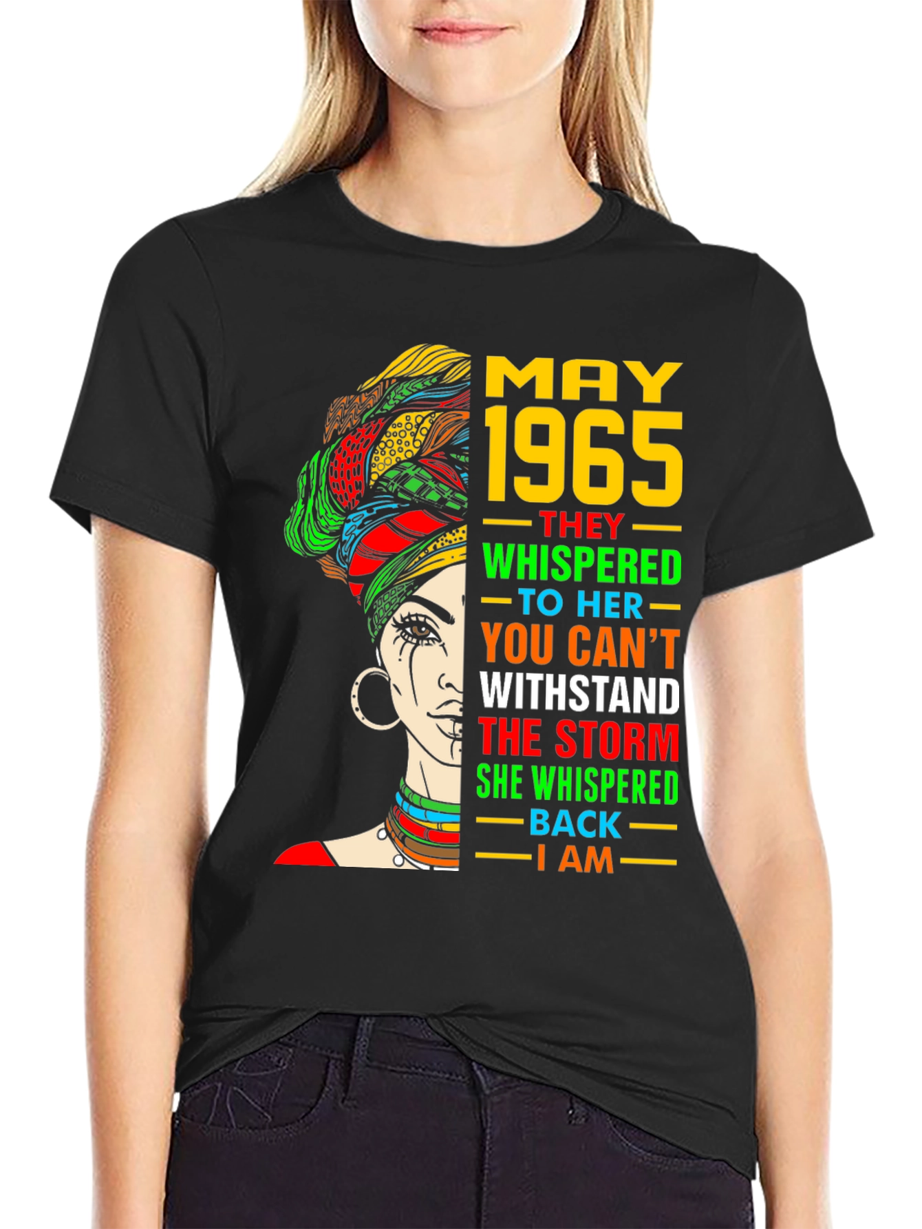 Black May 1965 Woman T-Shirt - Empowering Birthday Gift view 2