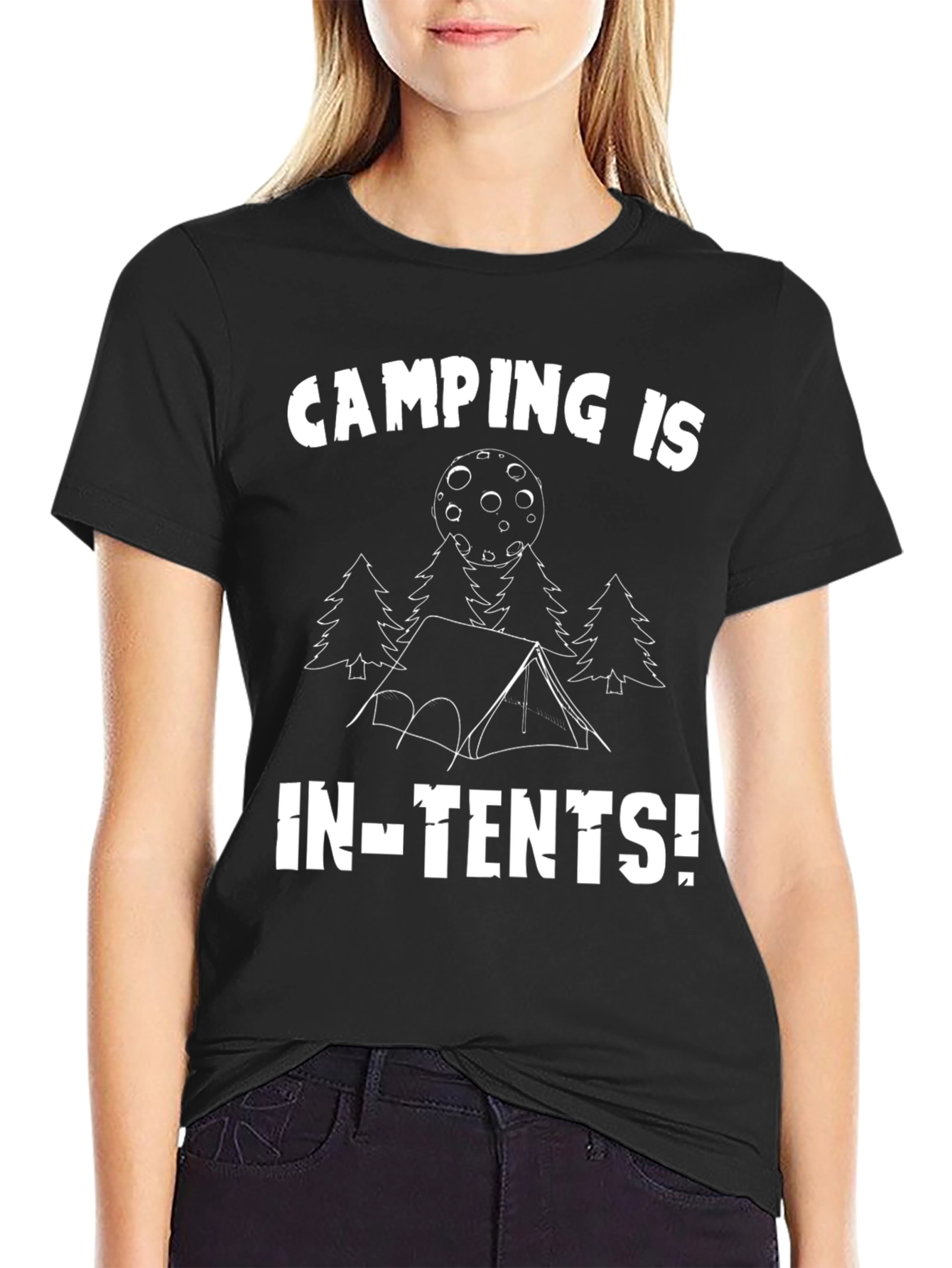 Black Camping is In-Tents! Black Graphic T-Shirt view 2