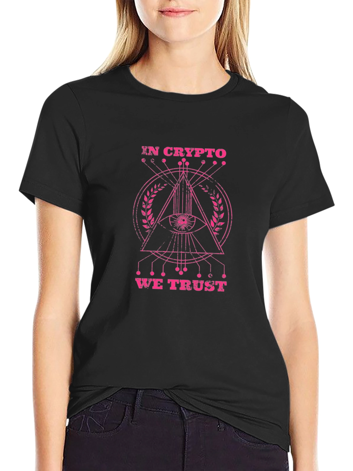 Black In Crypto We Trust T-Shirt - All Seeing Eye Design view 2