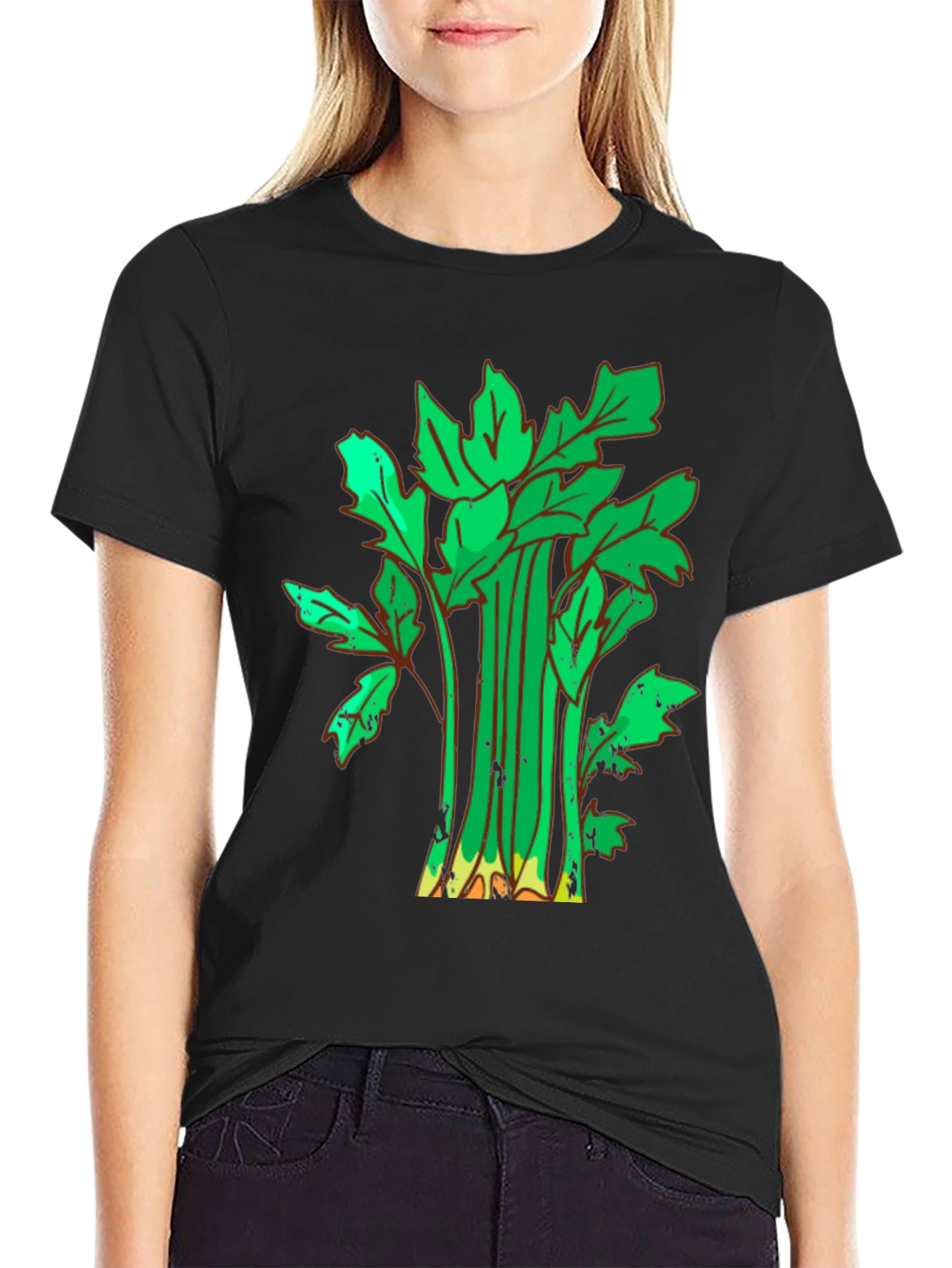 Black Celery Graphic Tee - Fun Food Shirt view 2