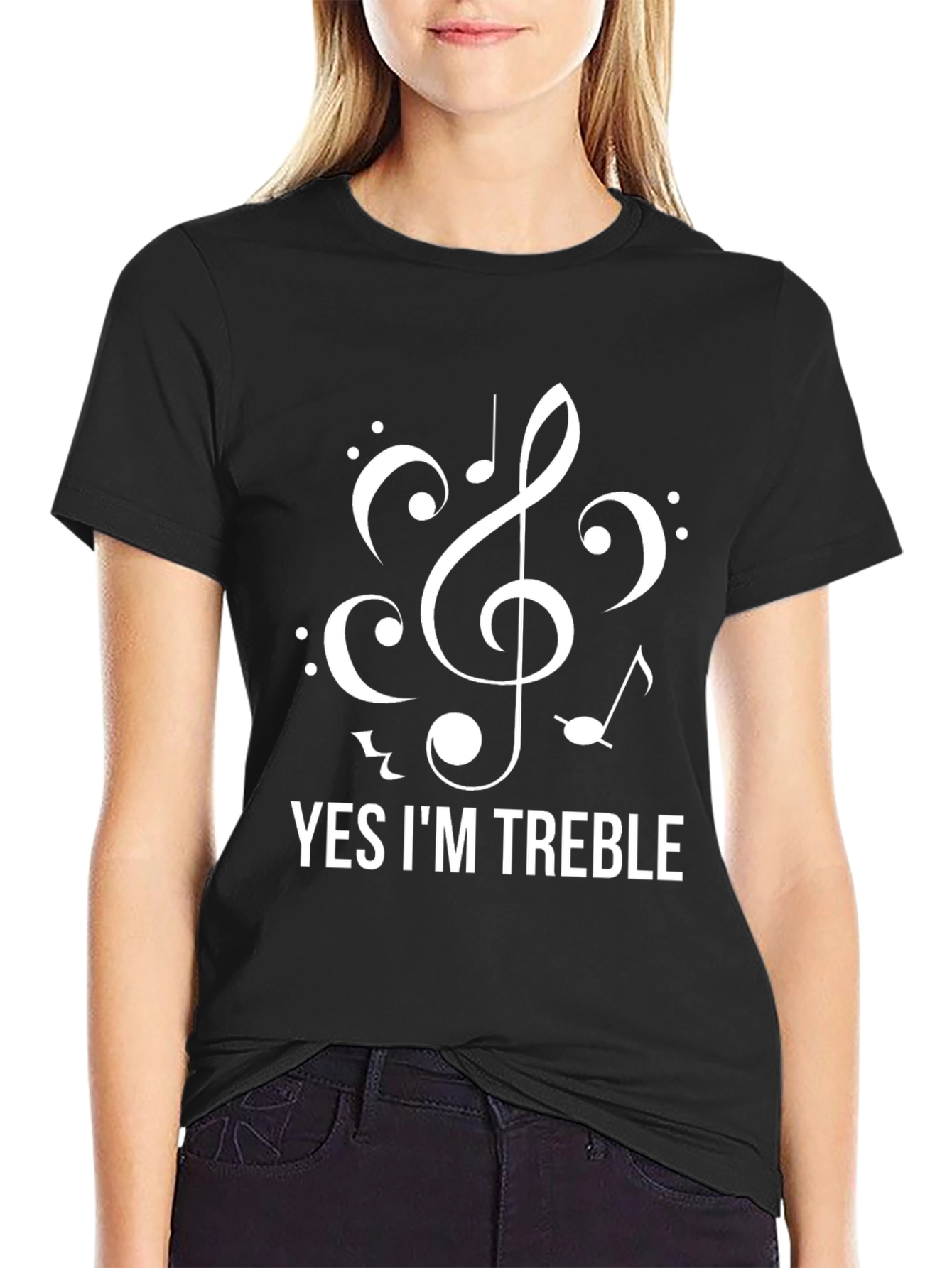 Black Yes I'm Treble - Funny Music T-Shirt view 2