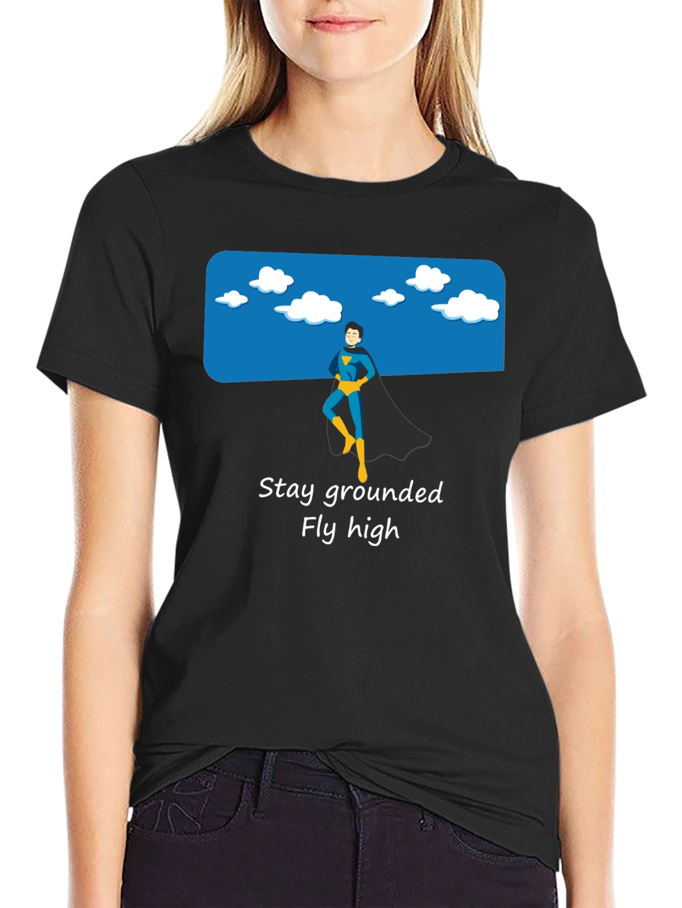 Black Stay Grounded Graphic Tee - Superhero Style view 2