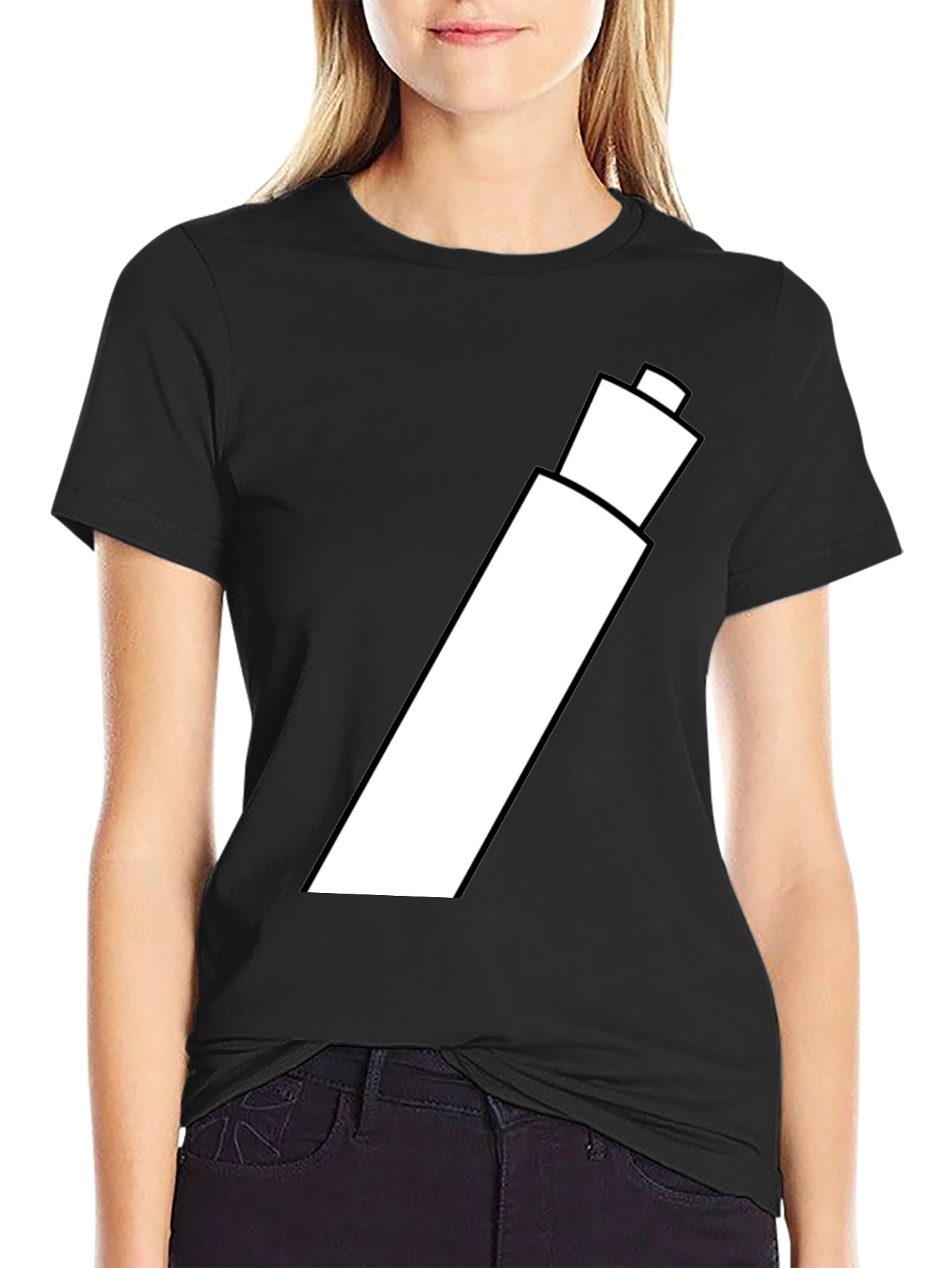 Black Men's Black Graphic T-Shirt - White Marker Design view 2