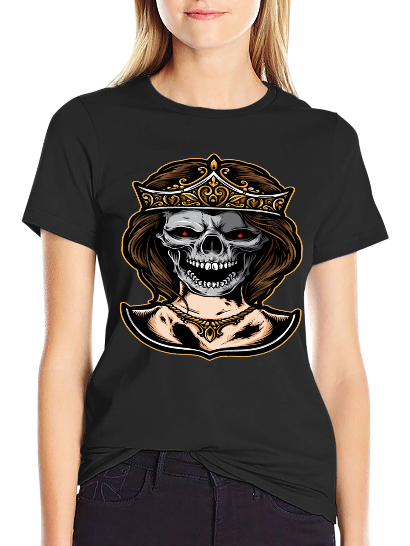 Black Skull Queen Graphic Tee - Dark Humor Fashion view 2