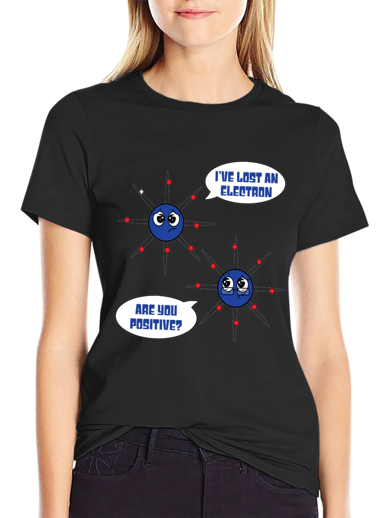 Black Funny Chemistry Pun T-Shirt - Lost Electron view 2