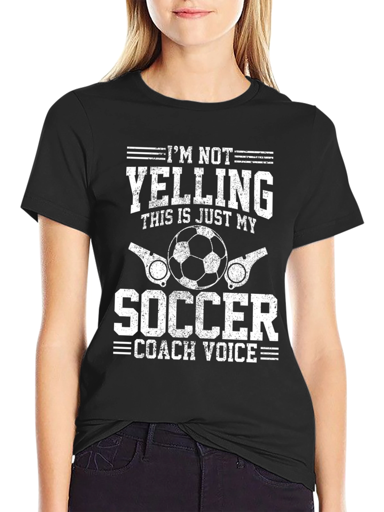Black Soccer Coach Voice T-Shirt - Funny Graphic Tee view 2