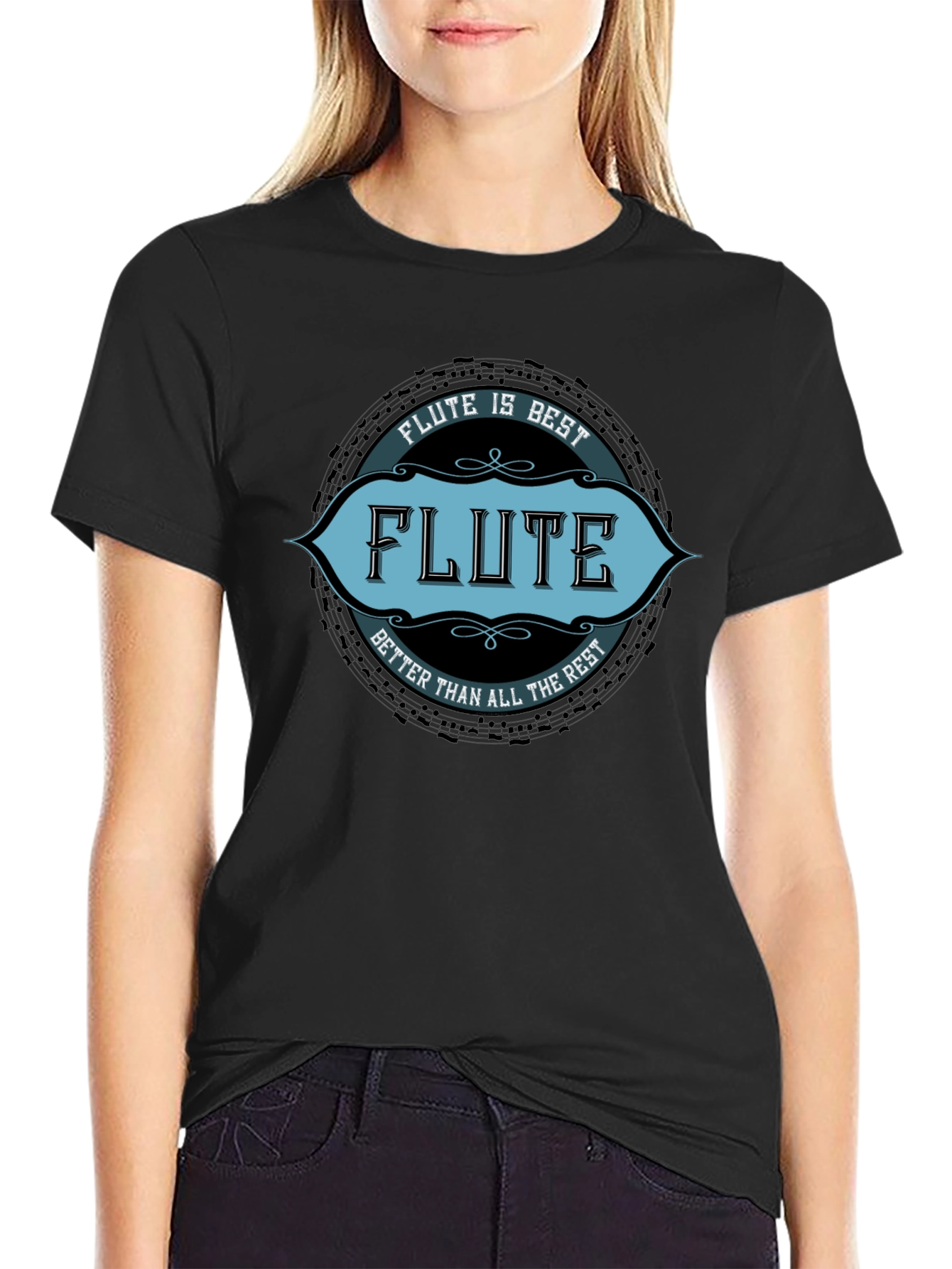 Black Flute is Best T-Shirt - Musician Tee view 2