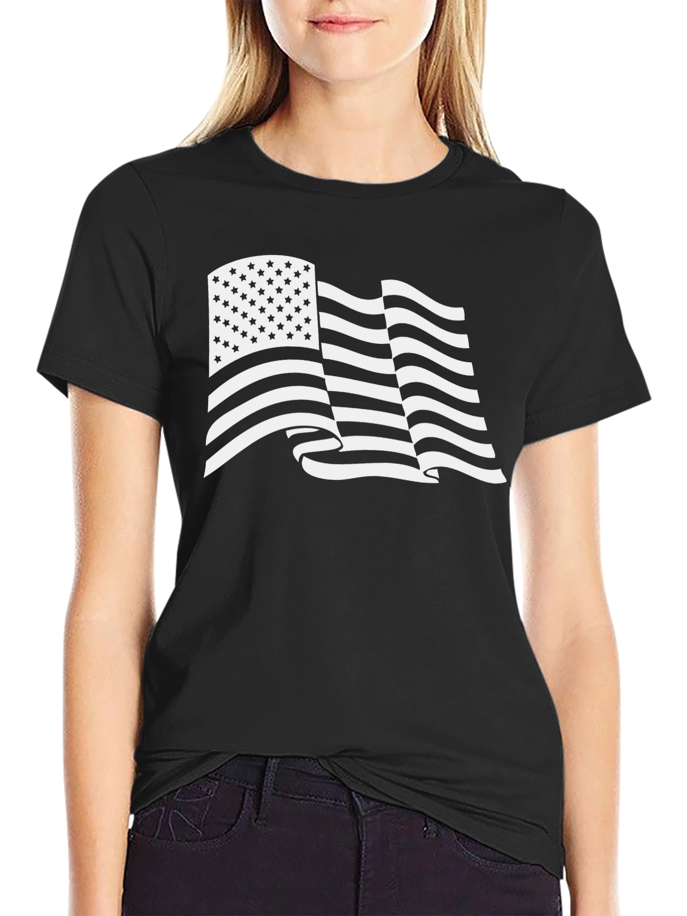 Black American Flag Graphic T-Shirt - Patriotic Style view 2