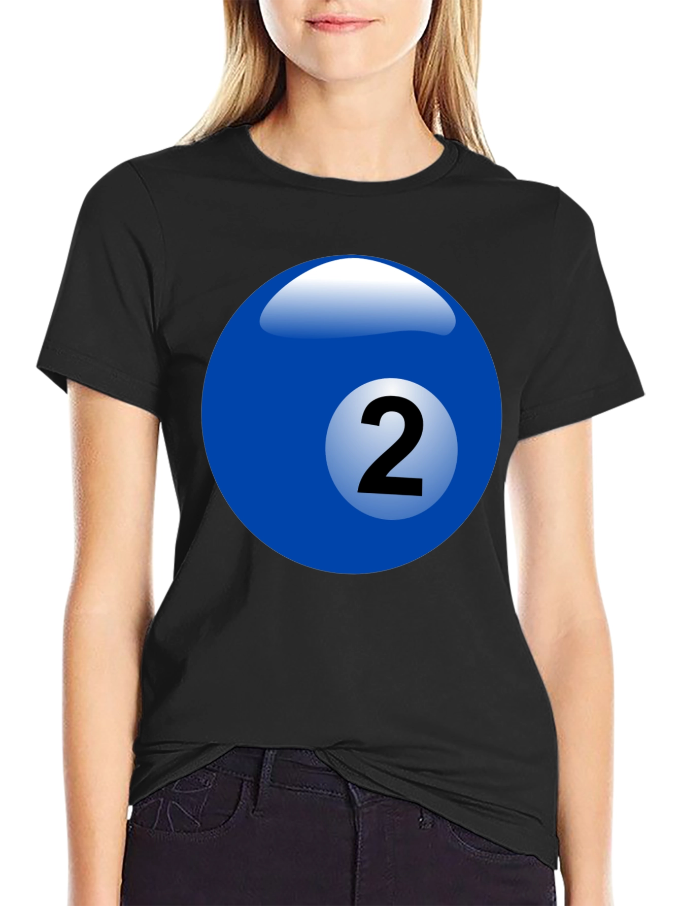Black Billiard Ball Number 2 Graphic T-Shirt view 2
