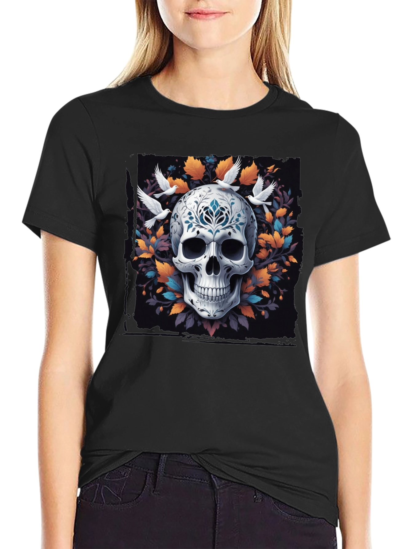 Black Skull & Dove Graphic Tee view 2