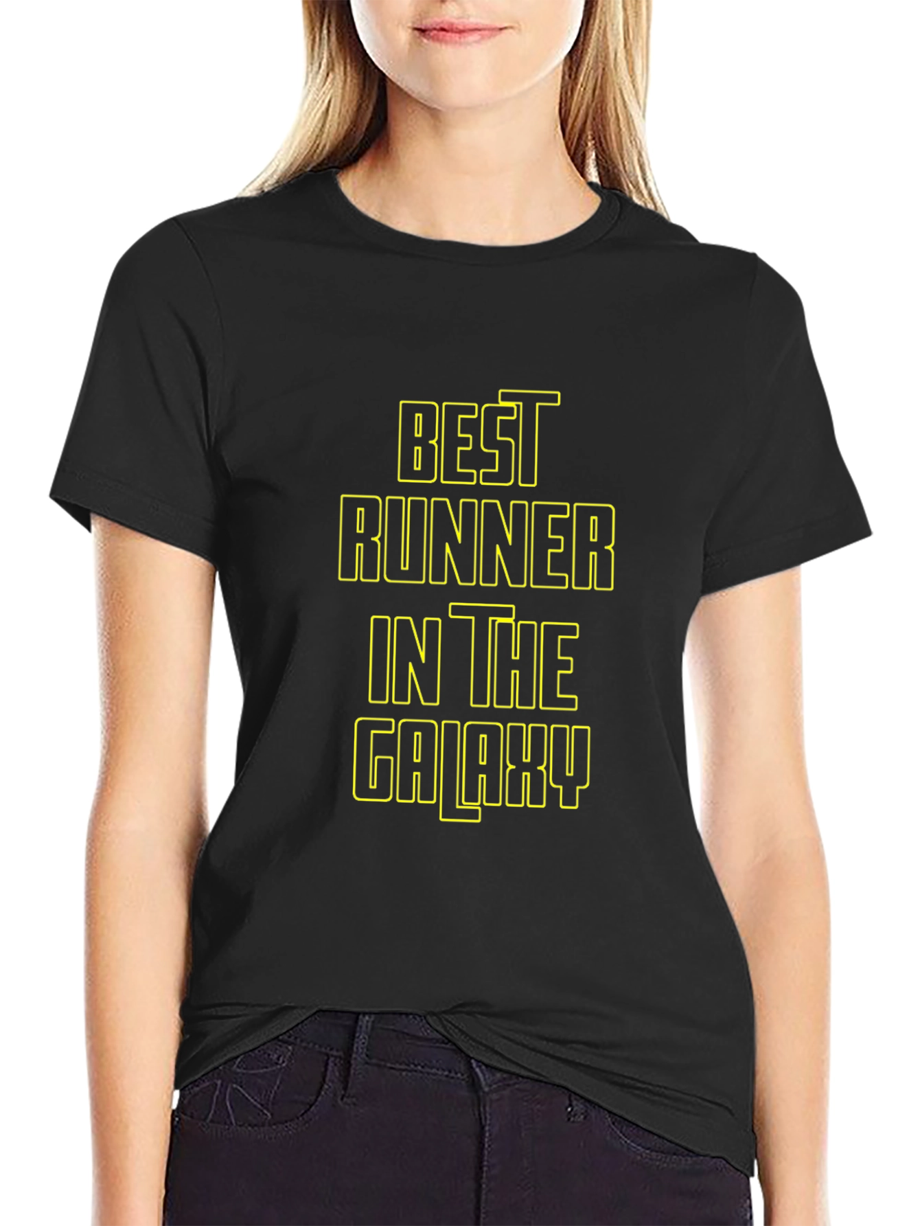 Black Best Runner in the Galaxy Black T-Shirt view 2